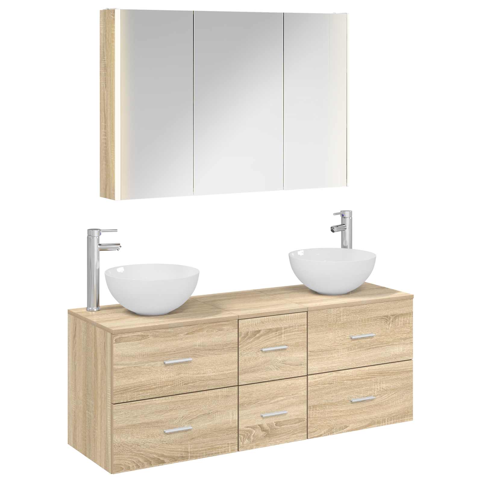 vidaXL Badkamermeubelset 4 pcs Wit Bewerkt hout en glas