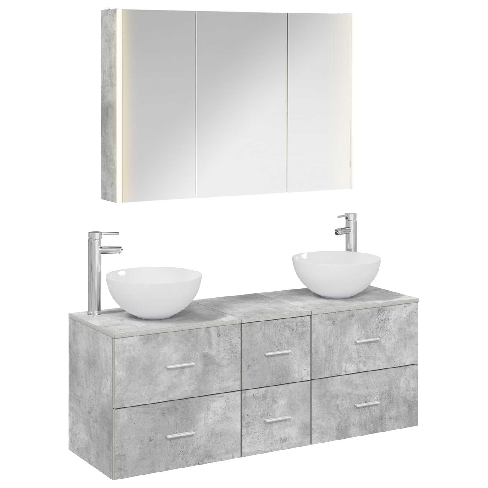vidaXL Badkamermeubelset 4 pcs Wit Bewerkt hout en glas