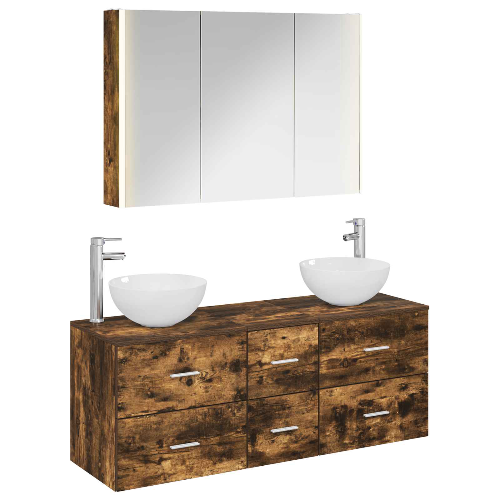vidaXL Badkamermeubelset 4 pcs Wit Bewerkt hout en glas