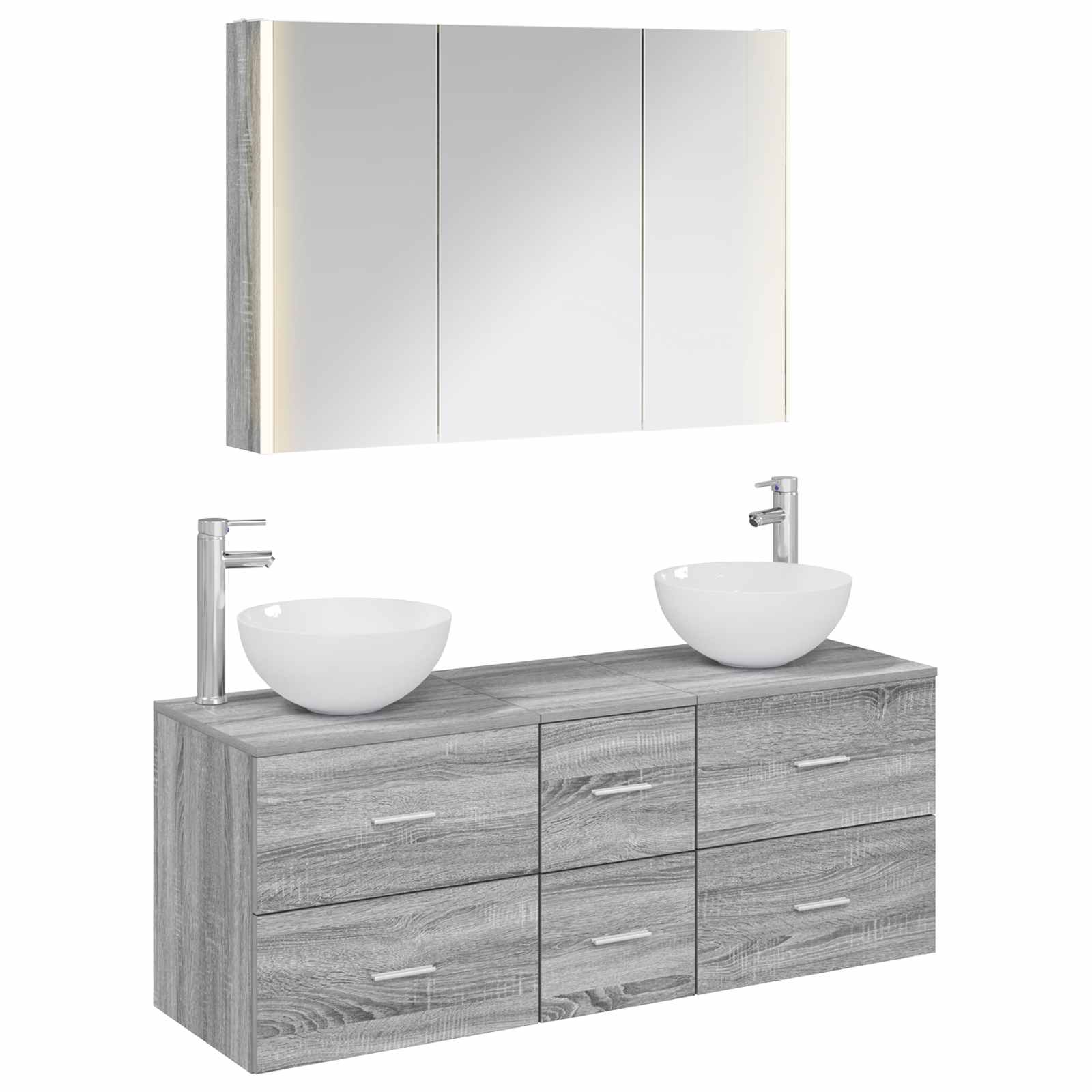 vidaXL Badkamermeubelset 4 pcs Wit Bewerkt hout en glas