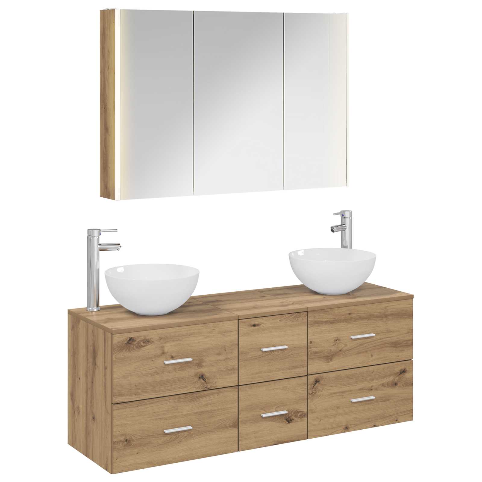 vidaXL Badkamermeubelset 4 pcs Wit Bewerkt hout en glas