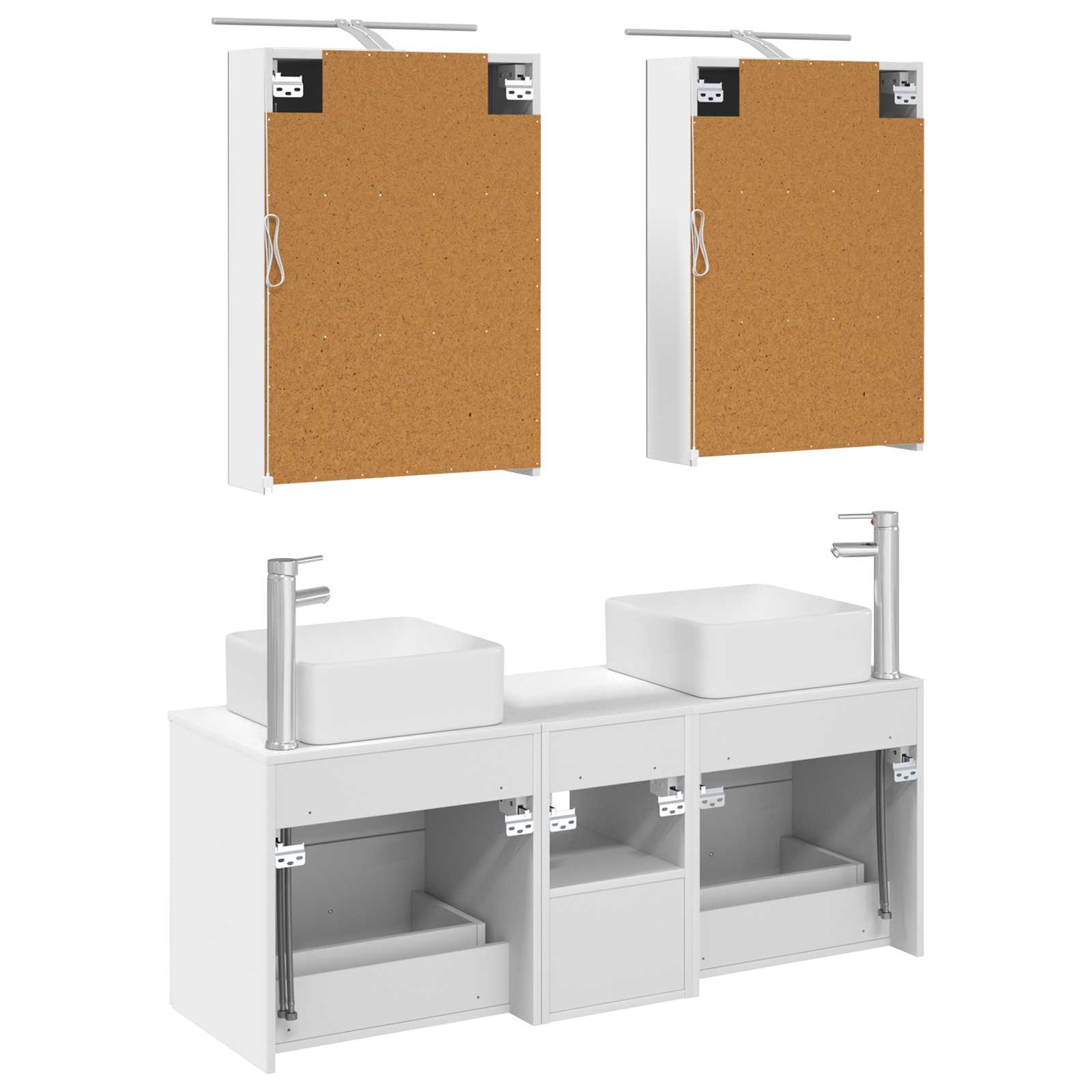 vidaXL Badkamermeubelset 5 pcs Wit Bewerkt hout en glas