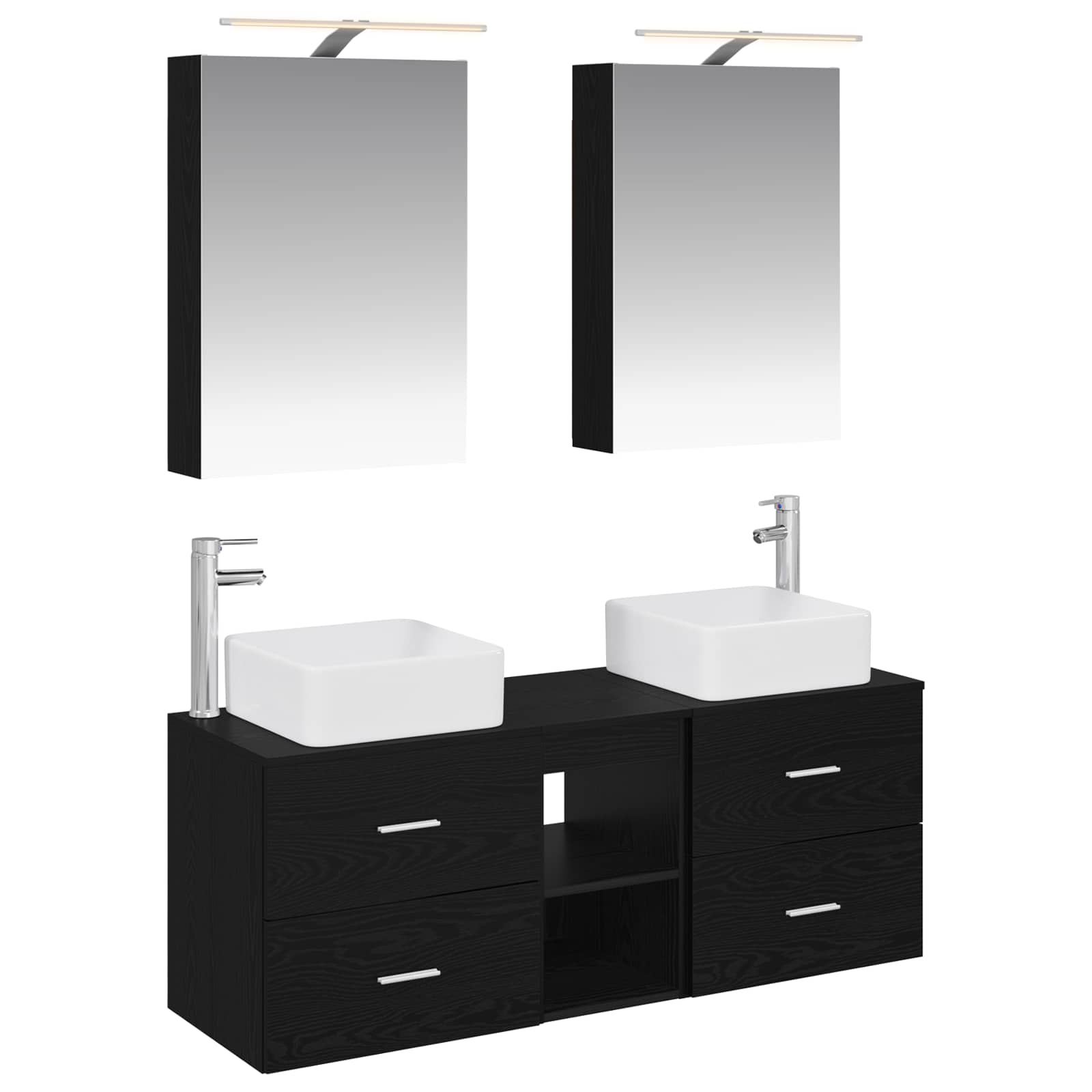 vidaXL Badkamermeubelset 5 pcs Wit Bewerkt hout en glas