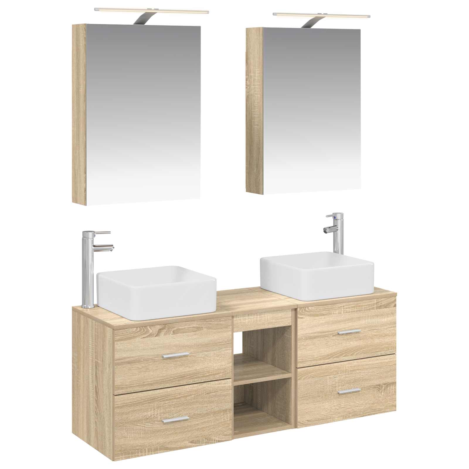 vidaXL Badkamermeubelset 5 pcs Wit Bewerkt hout en glas