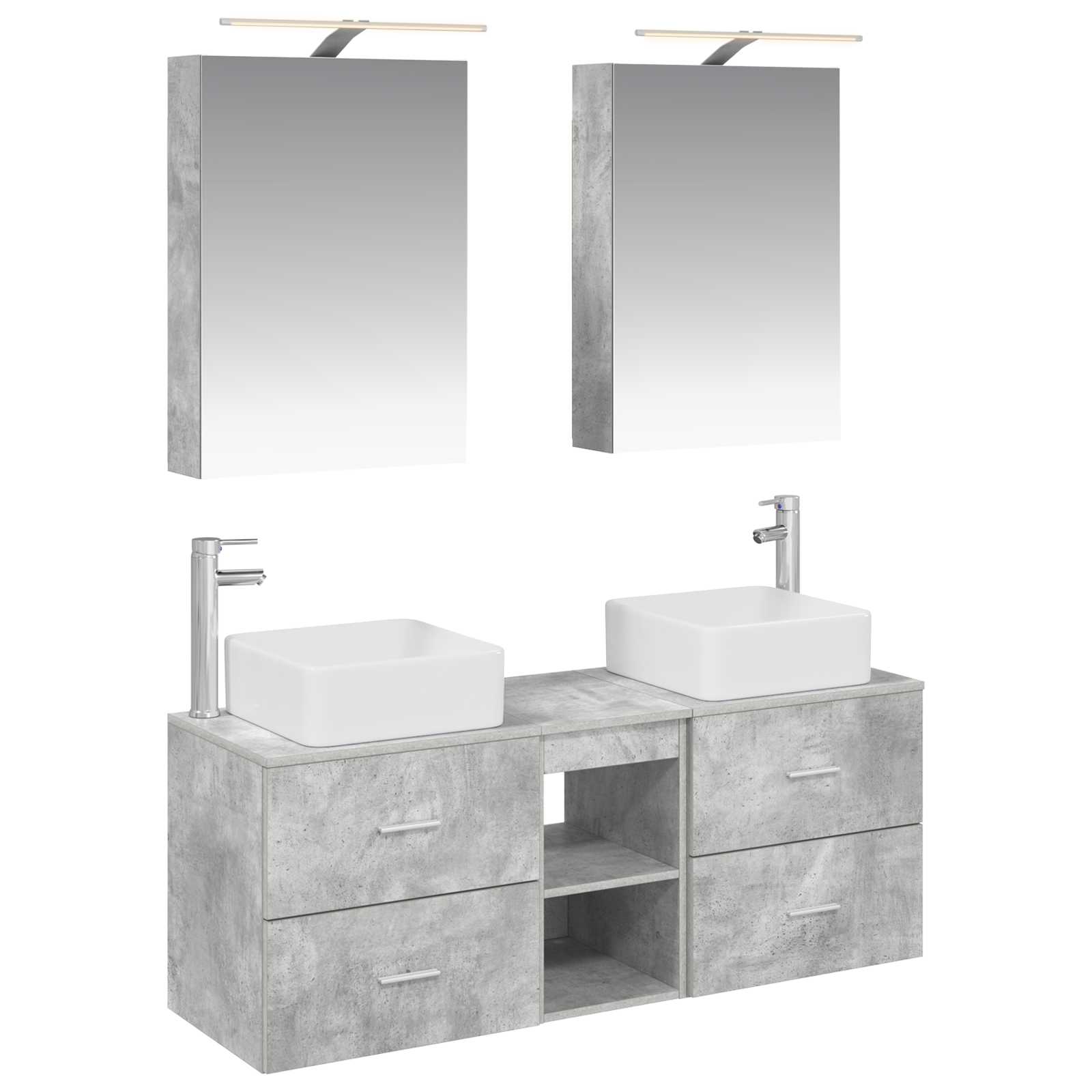 vidaXL Badkamermeubelset 5 pcs Wit Bewerkt hout en glas