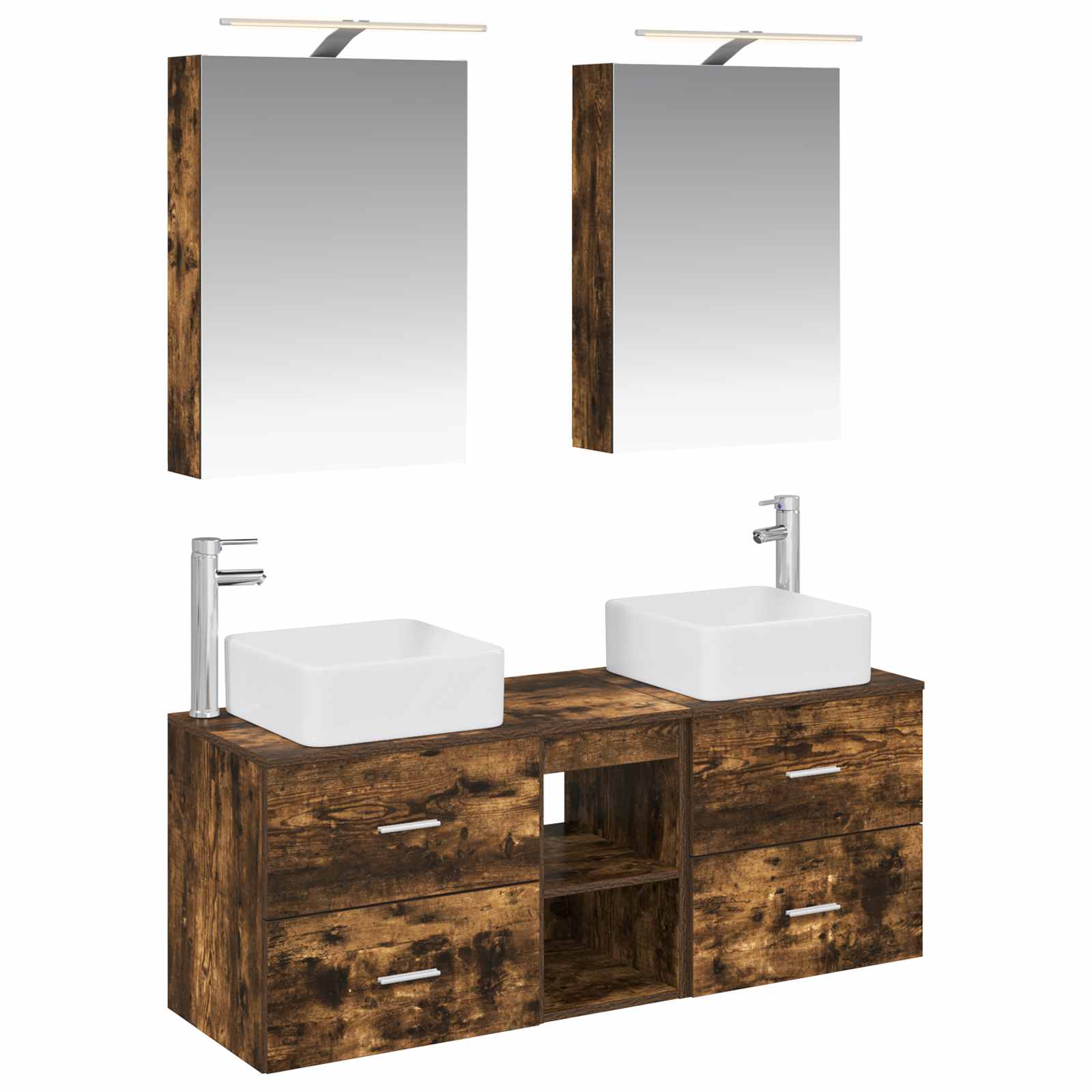 vidaXL Badkamermeubelset 5 pcs Wit Bewerkt hout en glas