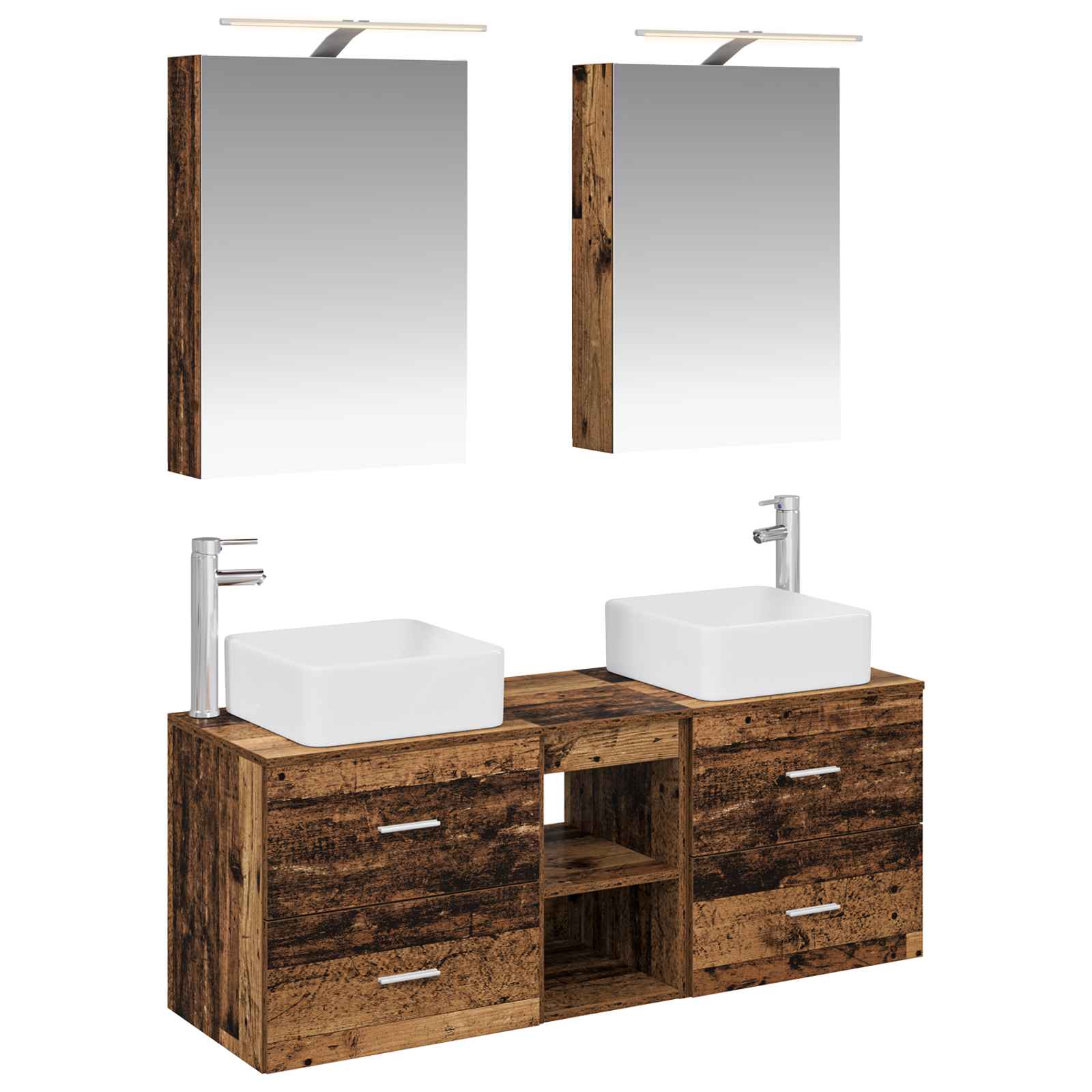 vidaXL Badkamermeubelset 5 pcs Wit Bewerkt hout en glas