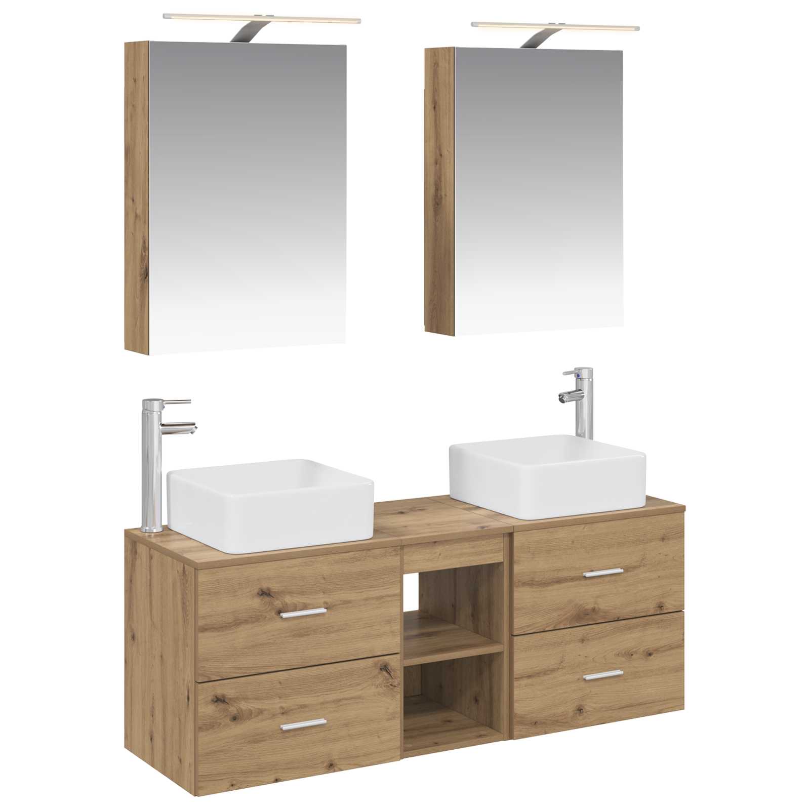 vidaXL Badkamermeubelset 5 pcs Wit Bewerkt hout en glas