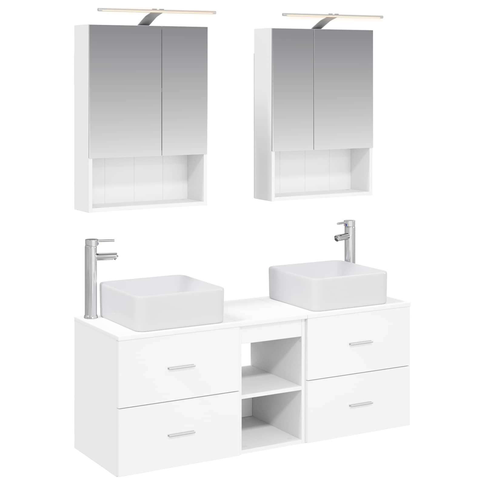 vidaXL Badkamermeubelset 5 pcs Wit Bewerkt hout en glas