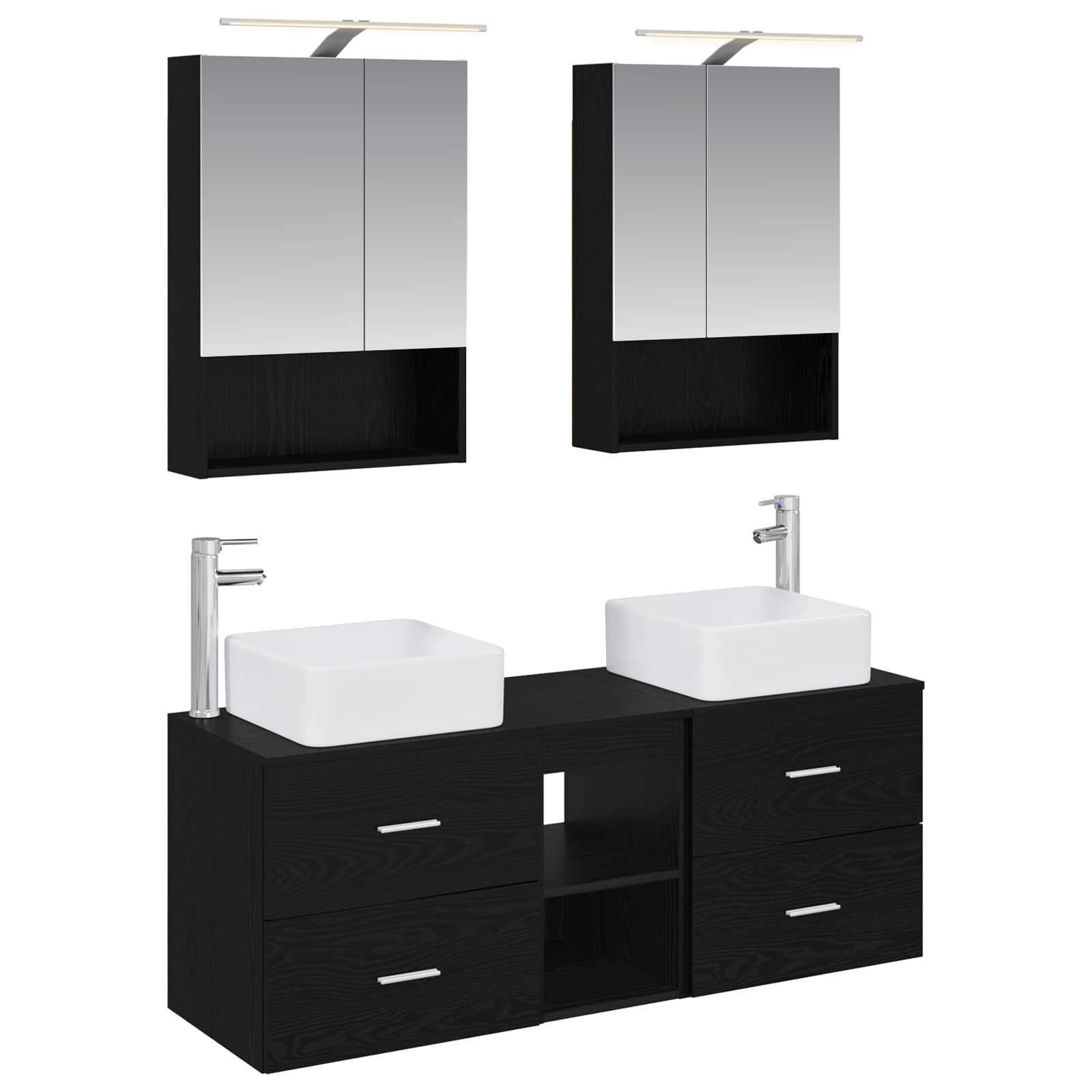 vidaXL Badkamermeubelset 5 pcs Wit Bewerkt hout en glas