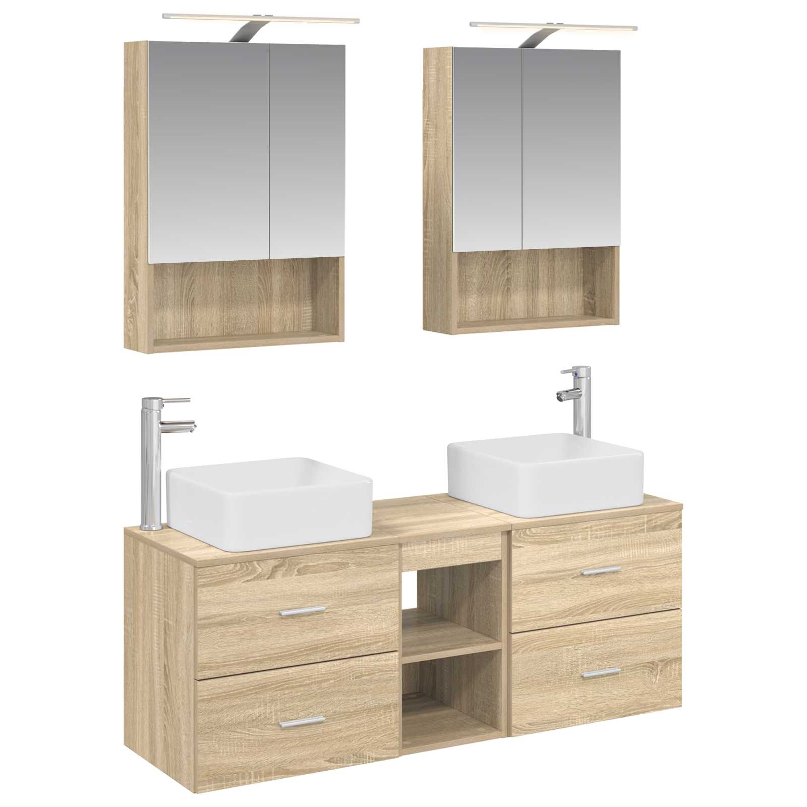 vidaXL Badkamermeubelset 5 pcs Wit Bewerkt hout en glas