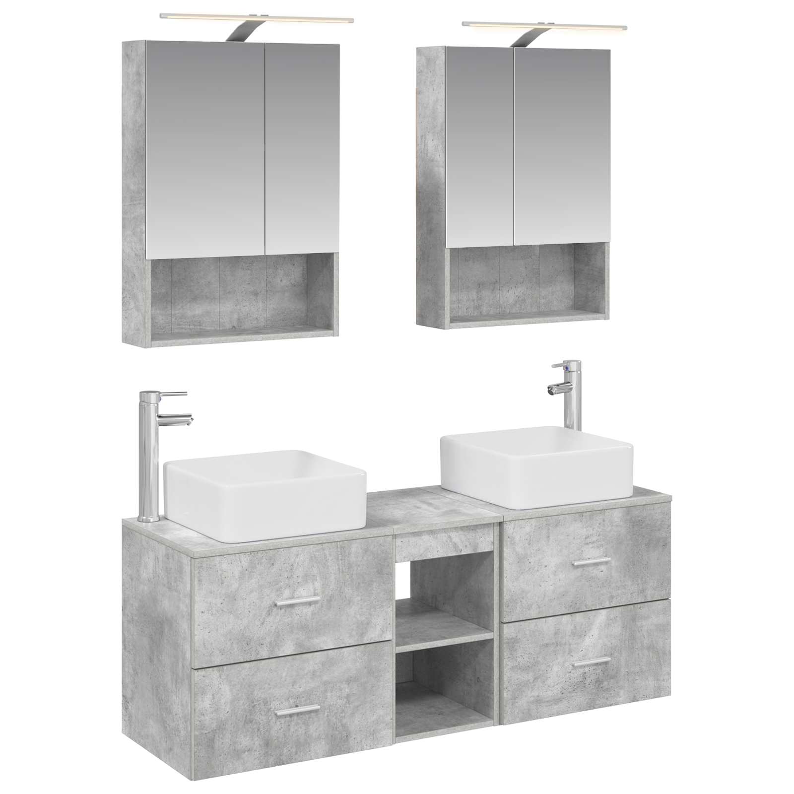 vidaXL Badkamermeubelset 5 pcs Wit Bewerkt hout en glas