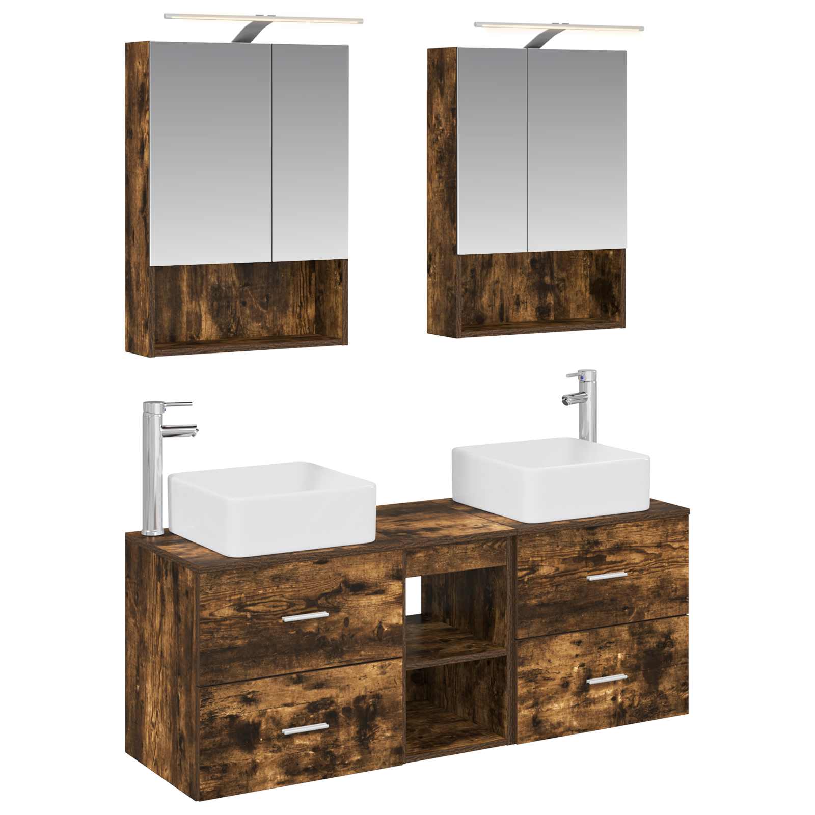 vidaXL Badkamermeubelset 5 pcs Wit Bewerkt hout en glas