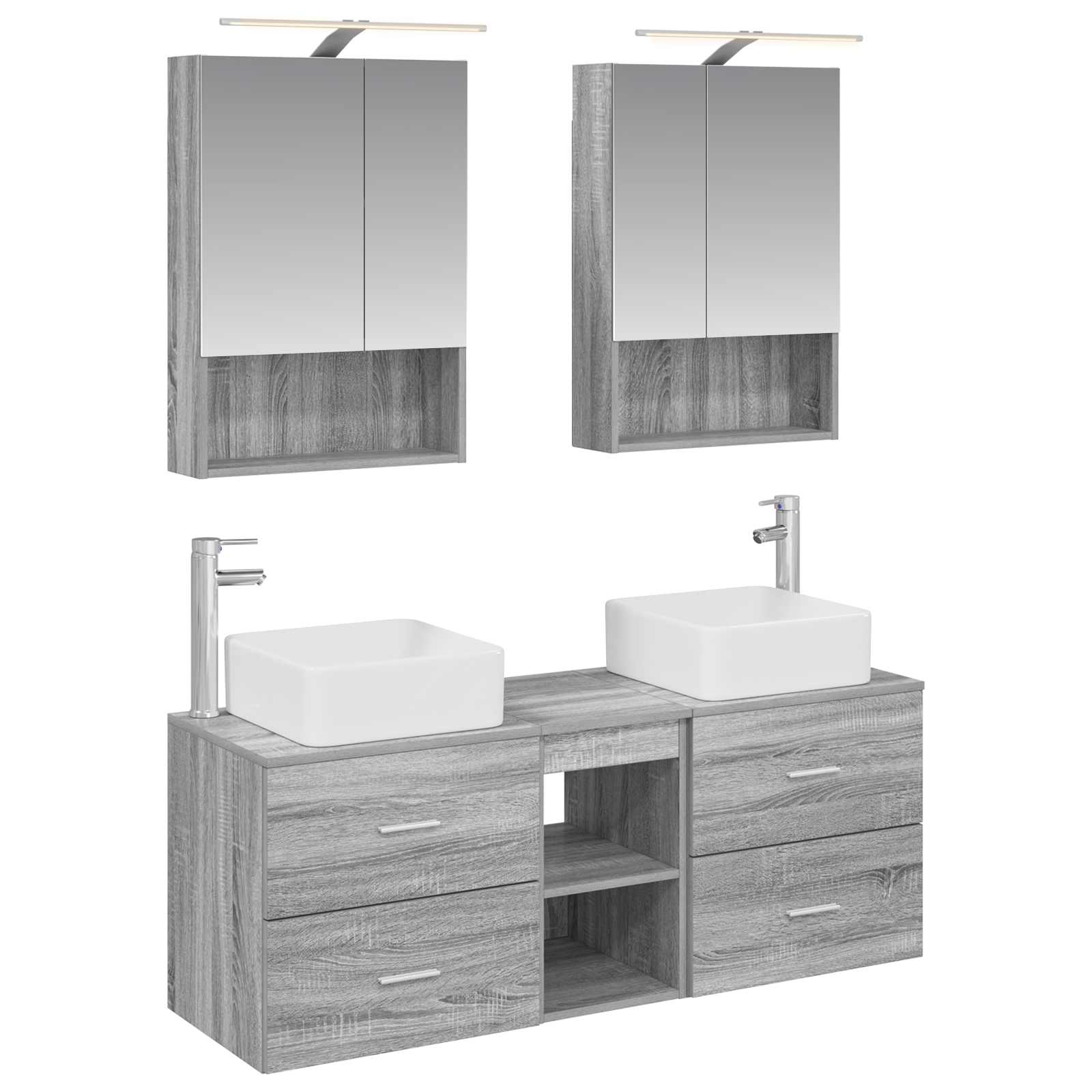 vidaXL Badkamermeubelset 5 pcs Wit Bewerkt hout en glas