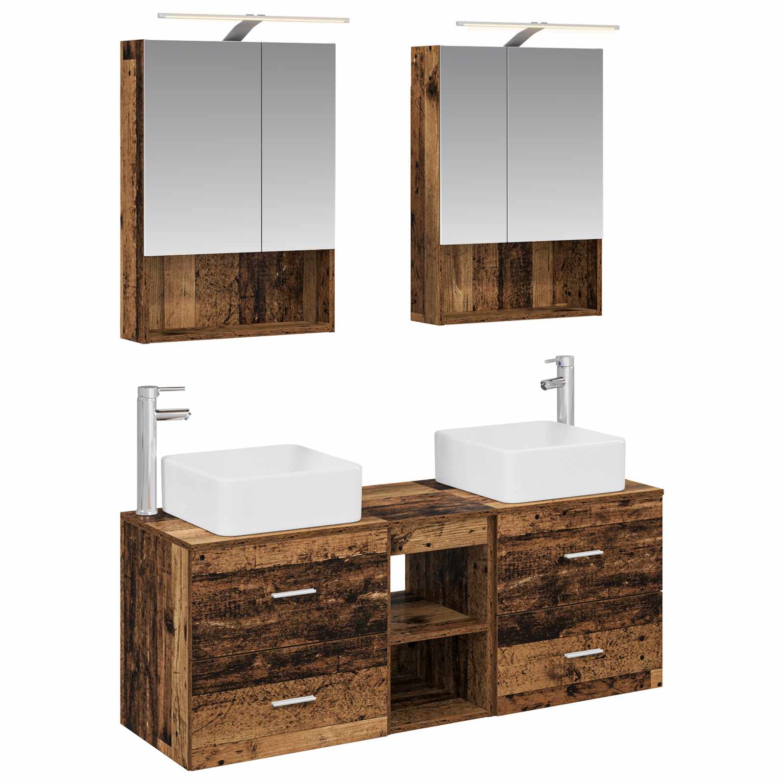 vidaXL Badkamermeubelset 5 pcs Wit Bewerkt hout en glas