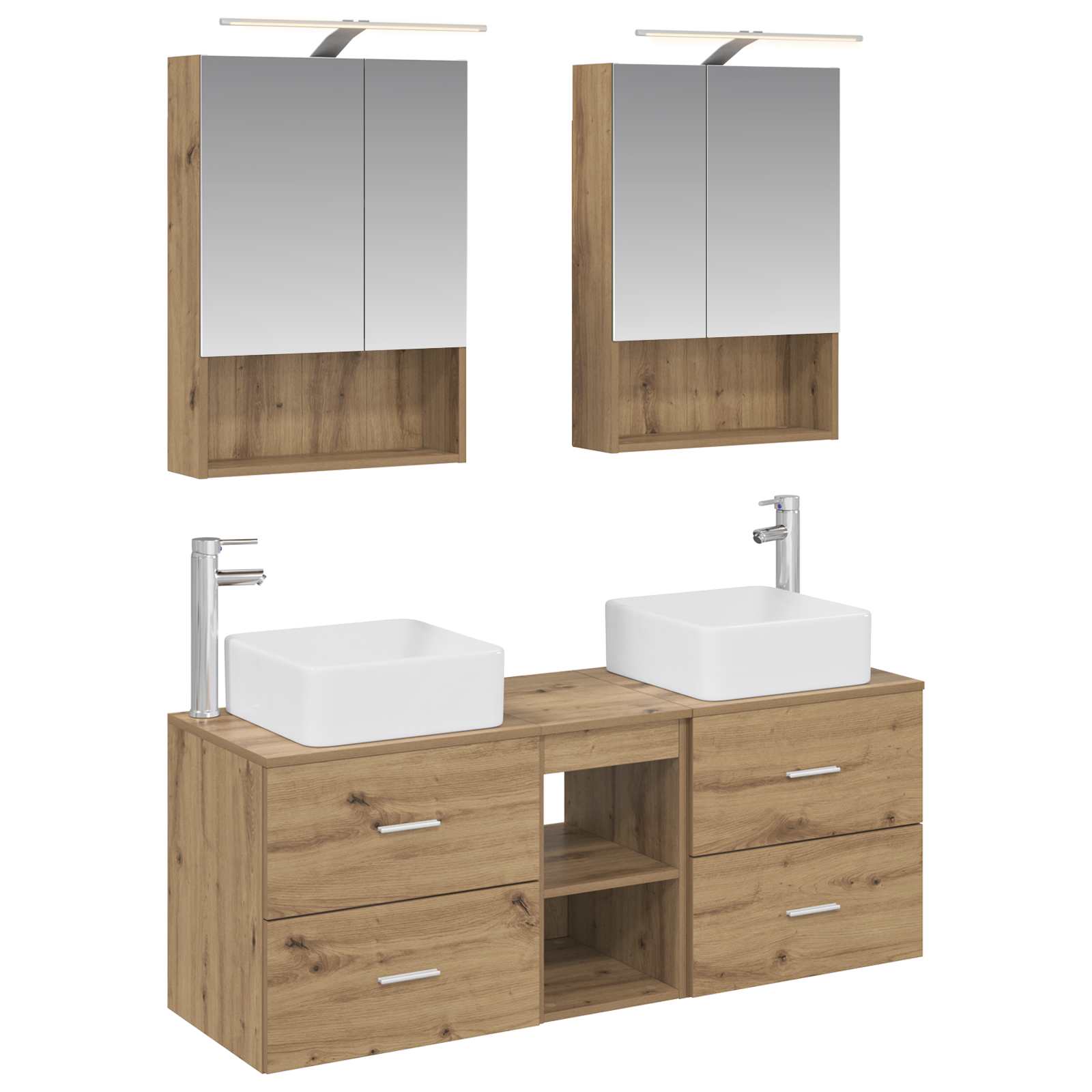 vidaXL Badkamermeubelset 5 pcs Wit Bewerkt hout en glas