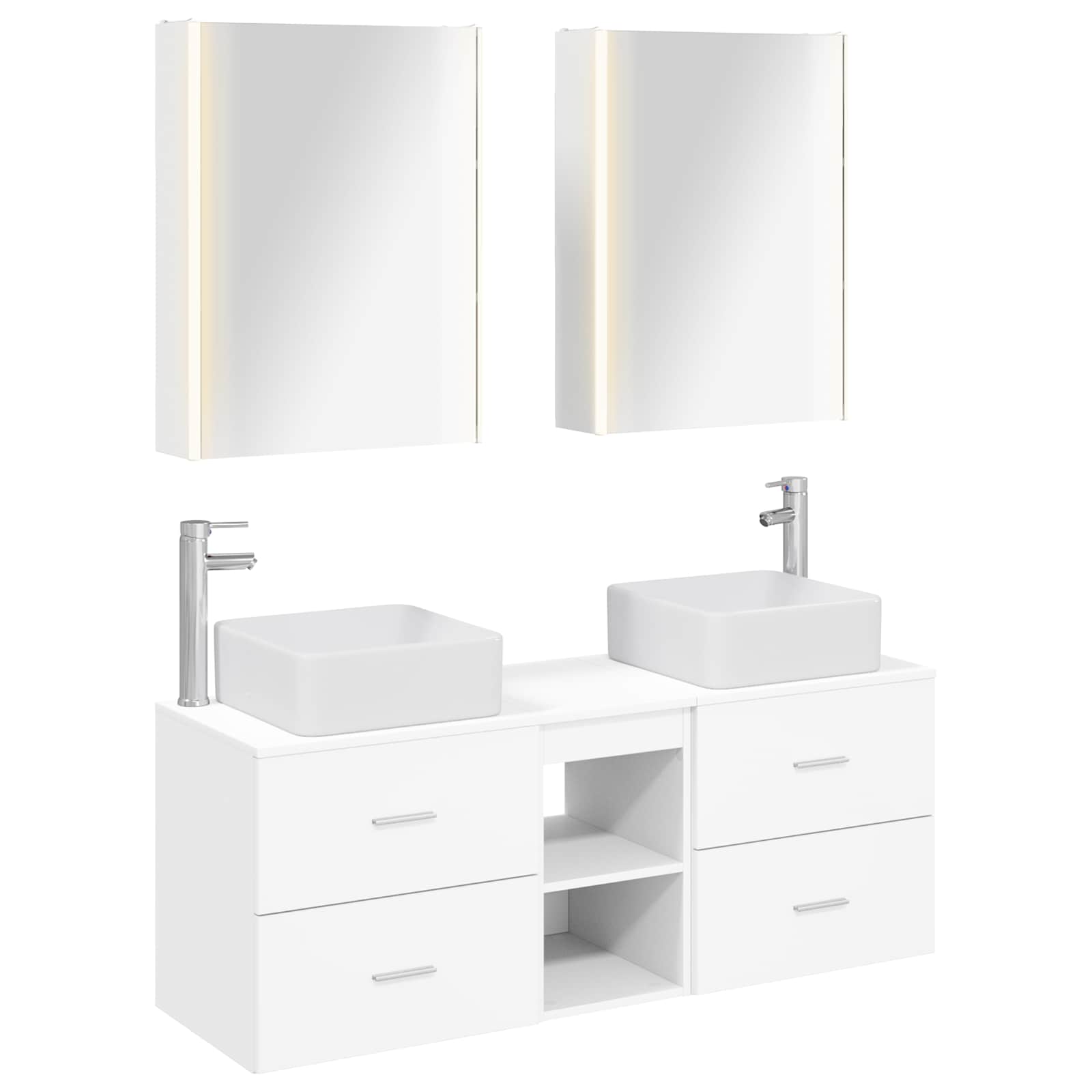 vidaXL Badkamermeubelset 5 pcs Wit Bewerkt hout en glas
