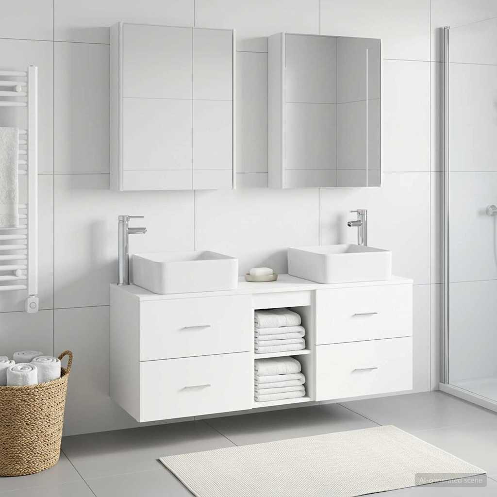 vidaXL Badkamermeubelset 5 pcs Wit Bewerkt hout en glas