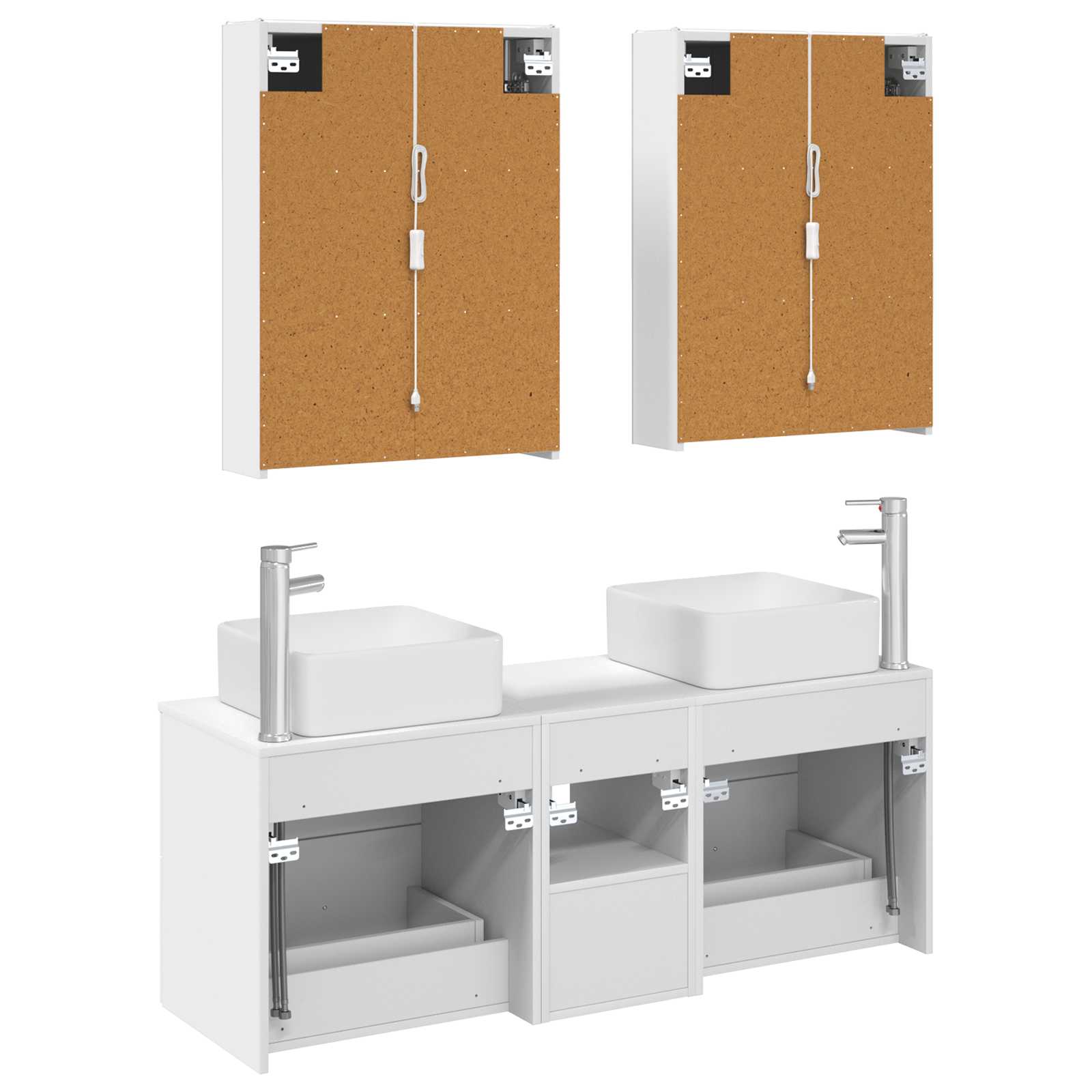 vidaXL Badkamermeubelset 5 pcs Wit Bewerkt hout en glas