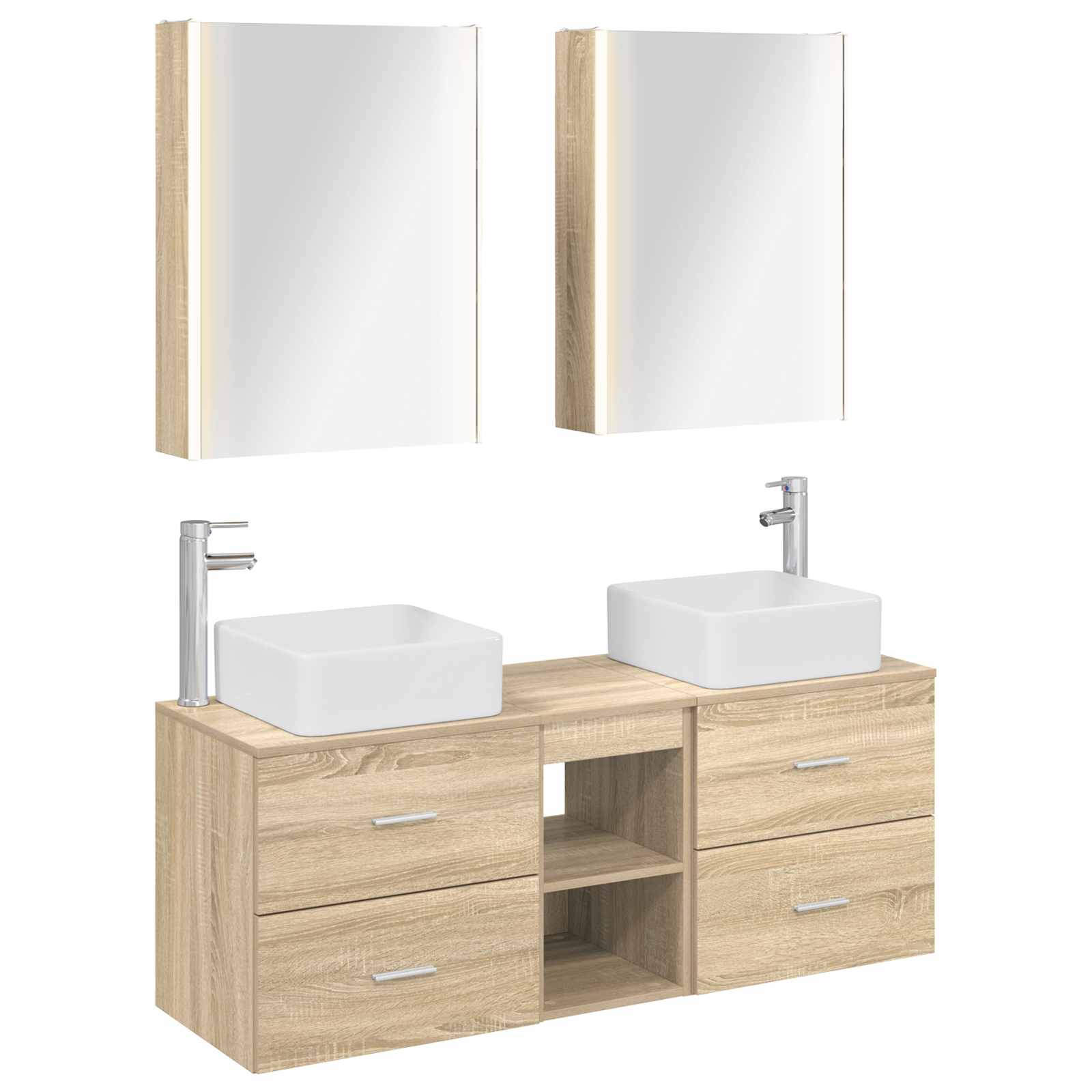 vidaXL Badkamermeubelset 5 pcs Wit Bewerkt hout en glas