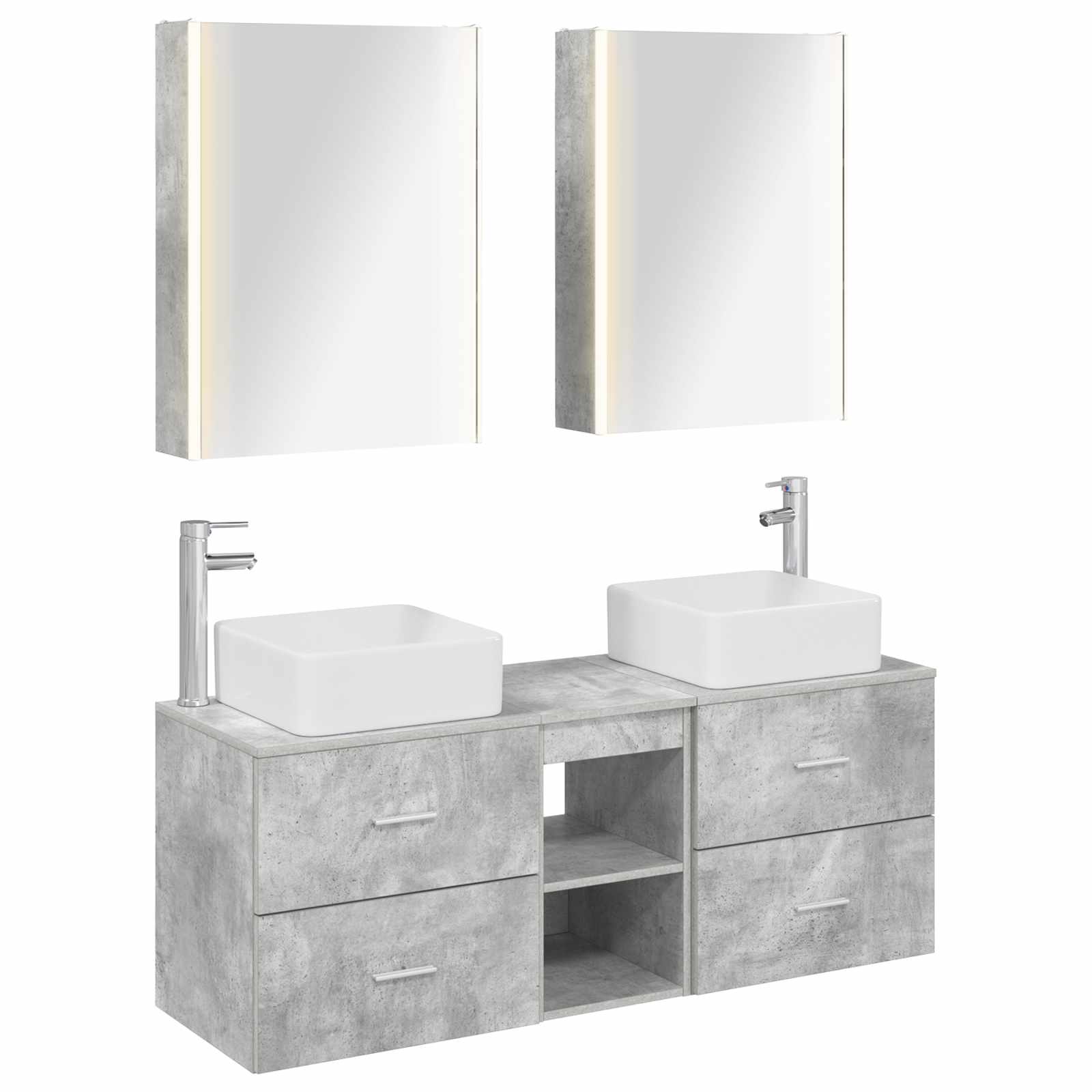 vidaXL Badkamermeubelset 5 pcs Wit Bewerkt hout en glas