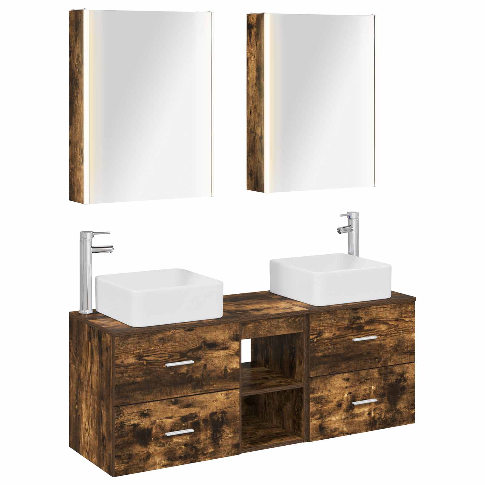 vidaXL Badkamermeubelset 5 pcs Wit Bewerkt hout en glas