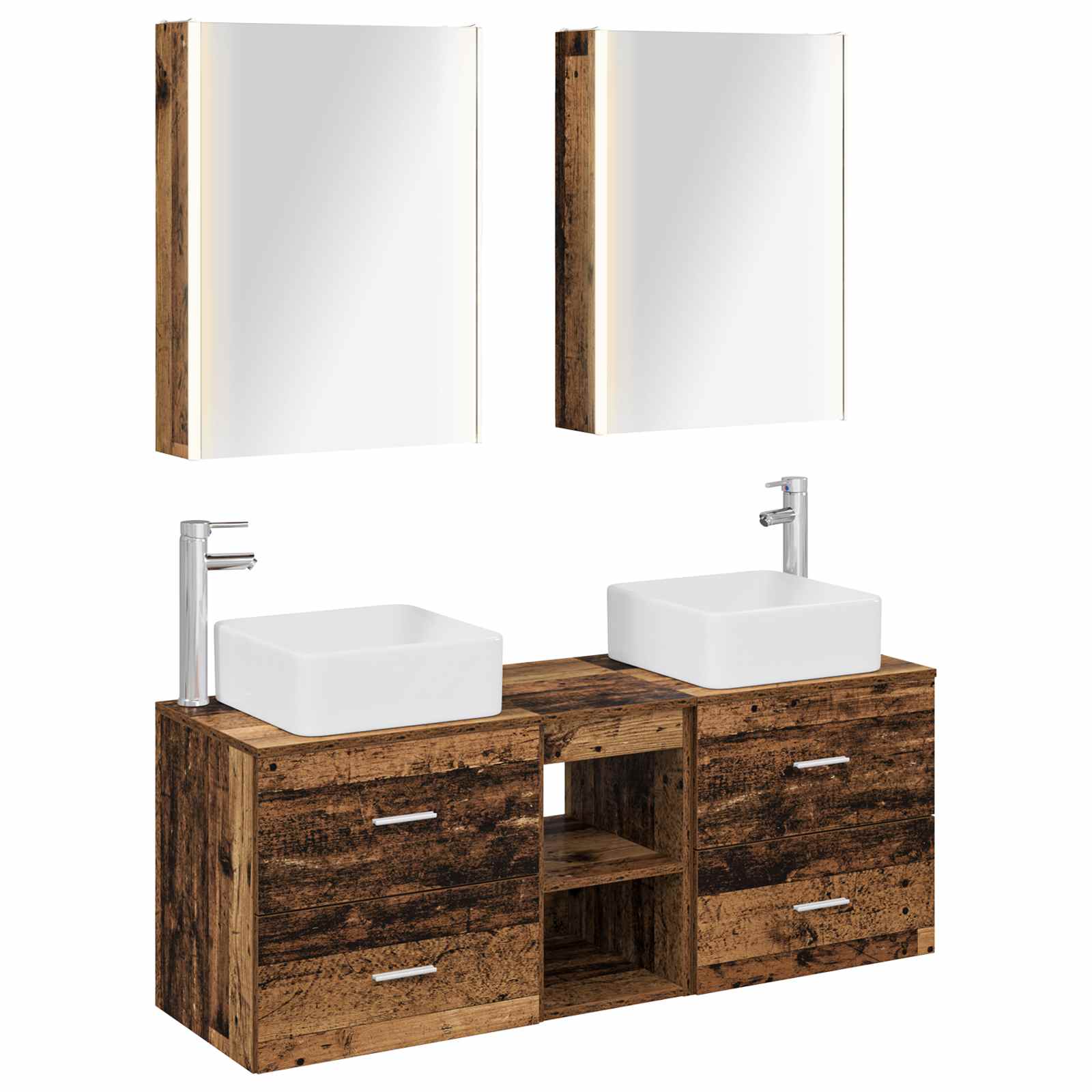 vidaXL Badkamermeubelset 5 pcs Wit Bewerkt hout en glas