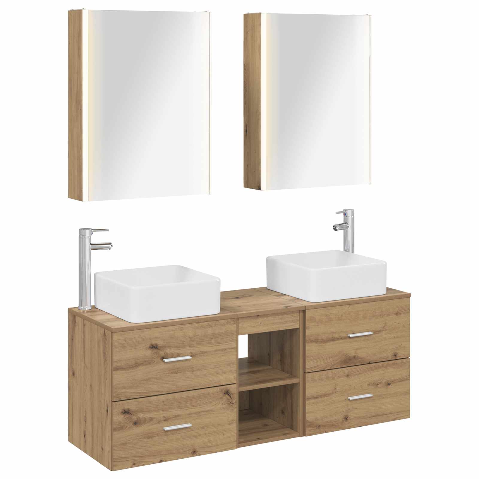 vidaXL Badkamermeubelset 5 pcs Wit Bewerkt hout en glas