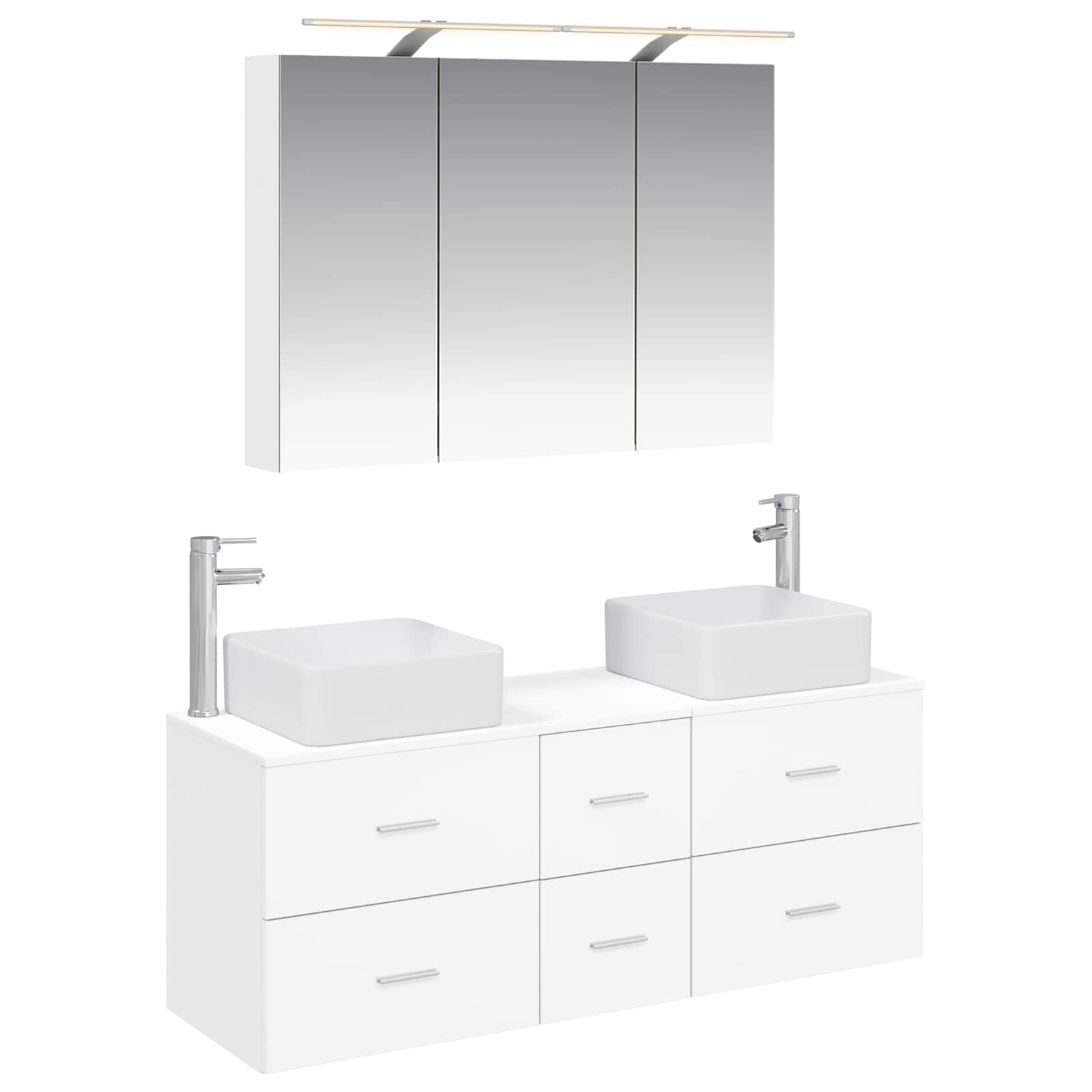 vidaXL Badkamermeubelset 4 pcs Wit Bewerkt hout en glas