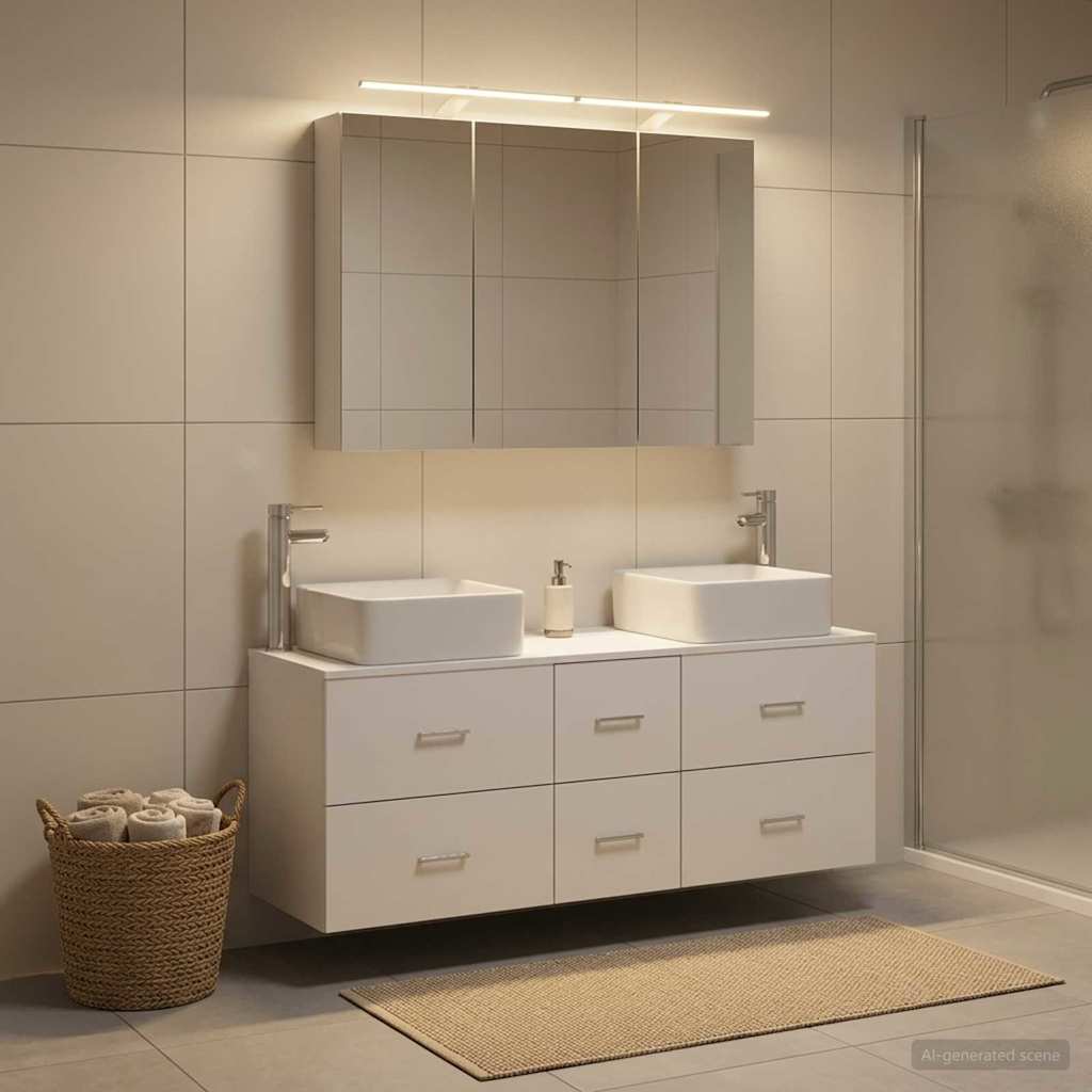 vidaXL Badkamermeubelset 4 pcs Wit Bewerkt hout en glas