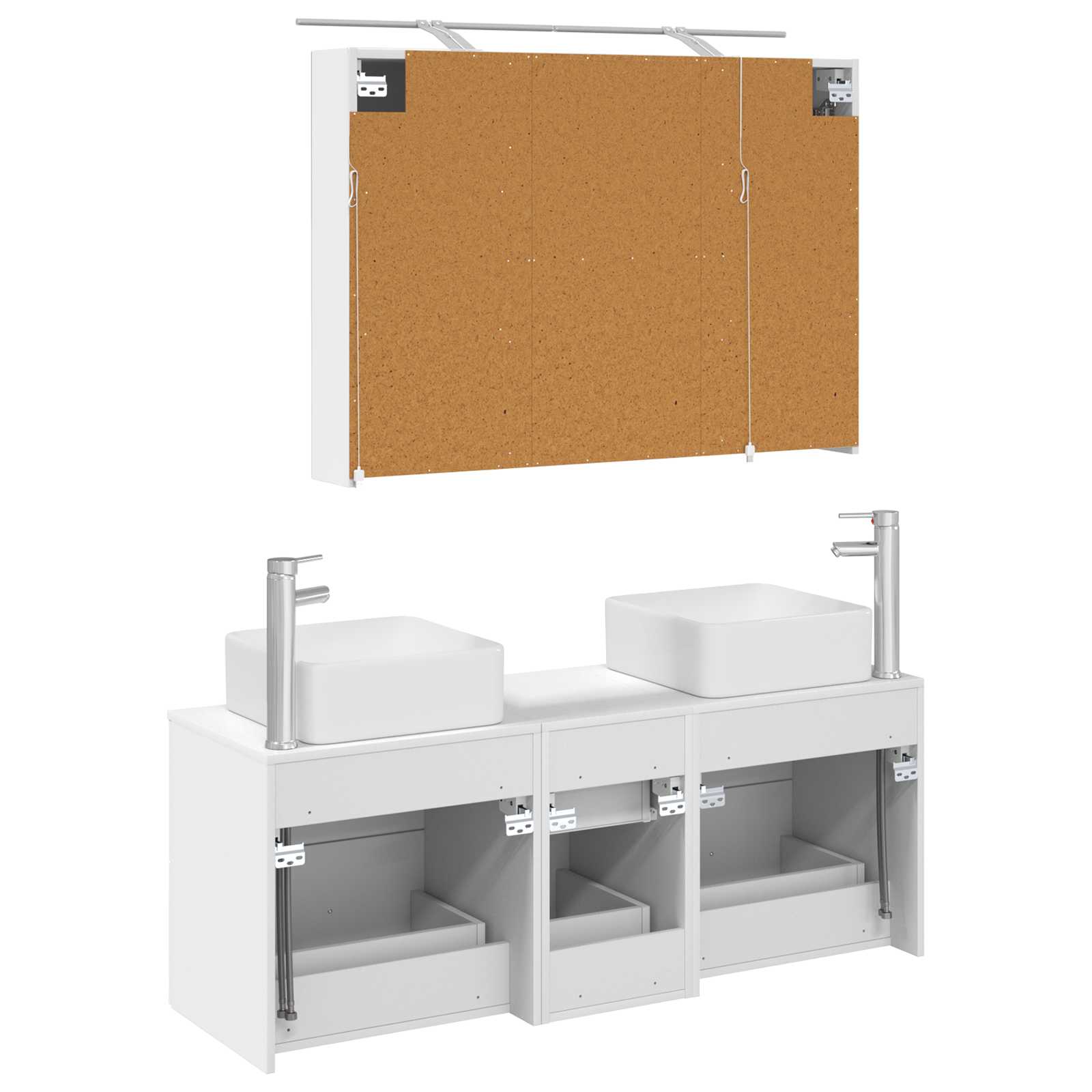 vidaXL Badkamermeubelset 4 pcs Wit Bewerkt hout en glas