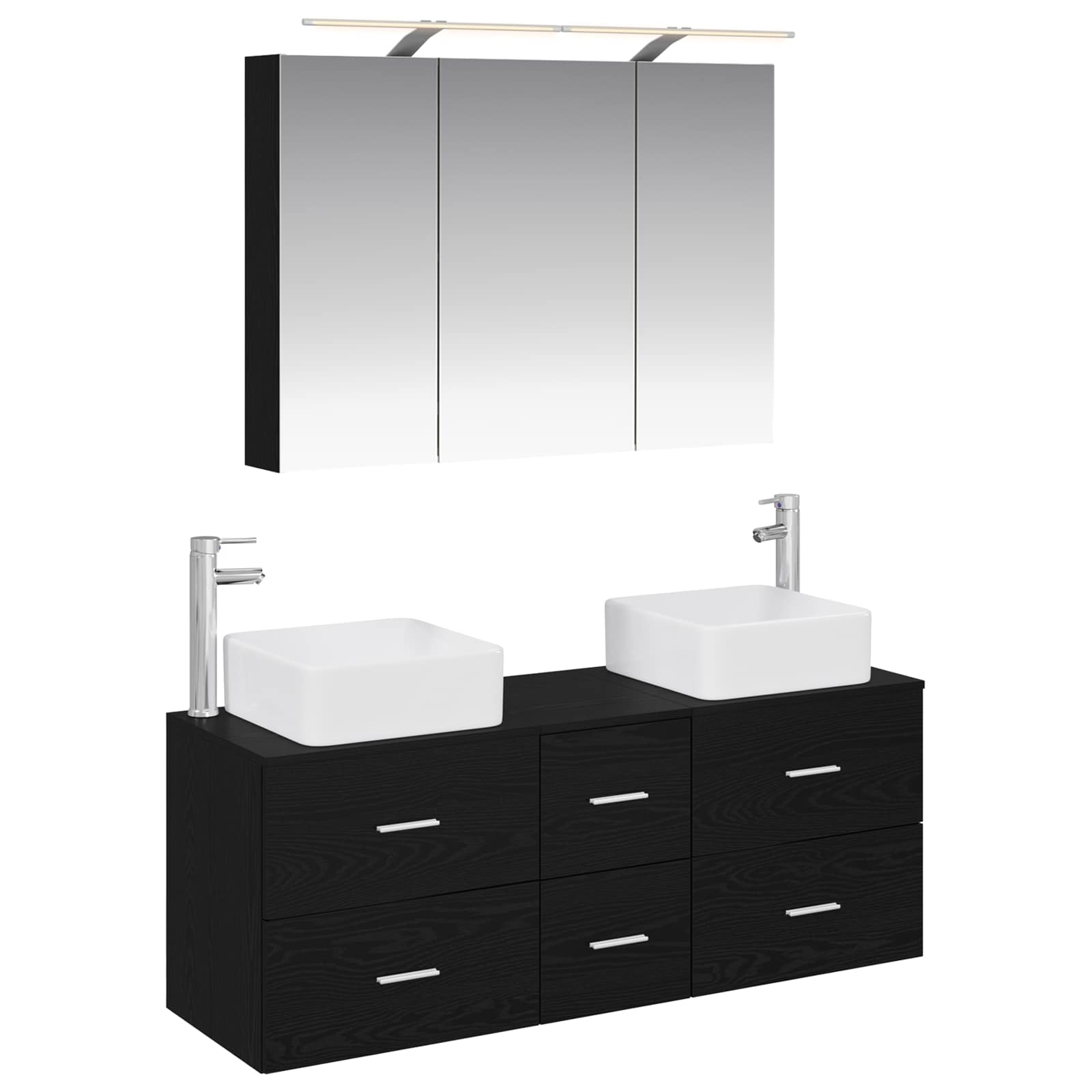 vidaXL Badkamermeubelset 4 pcs Wit Bewerkt hout en glas