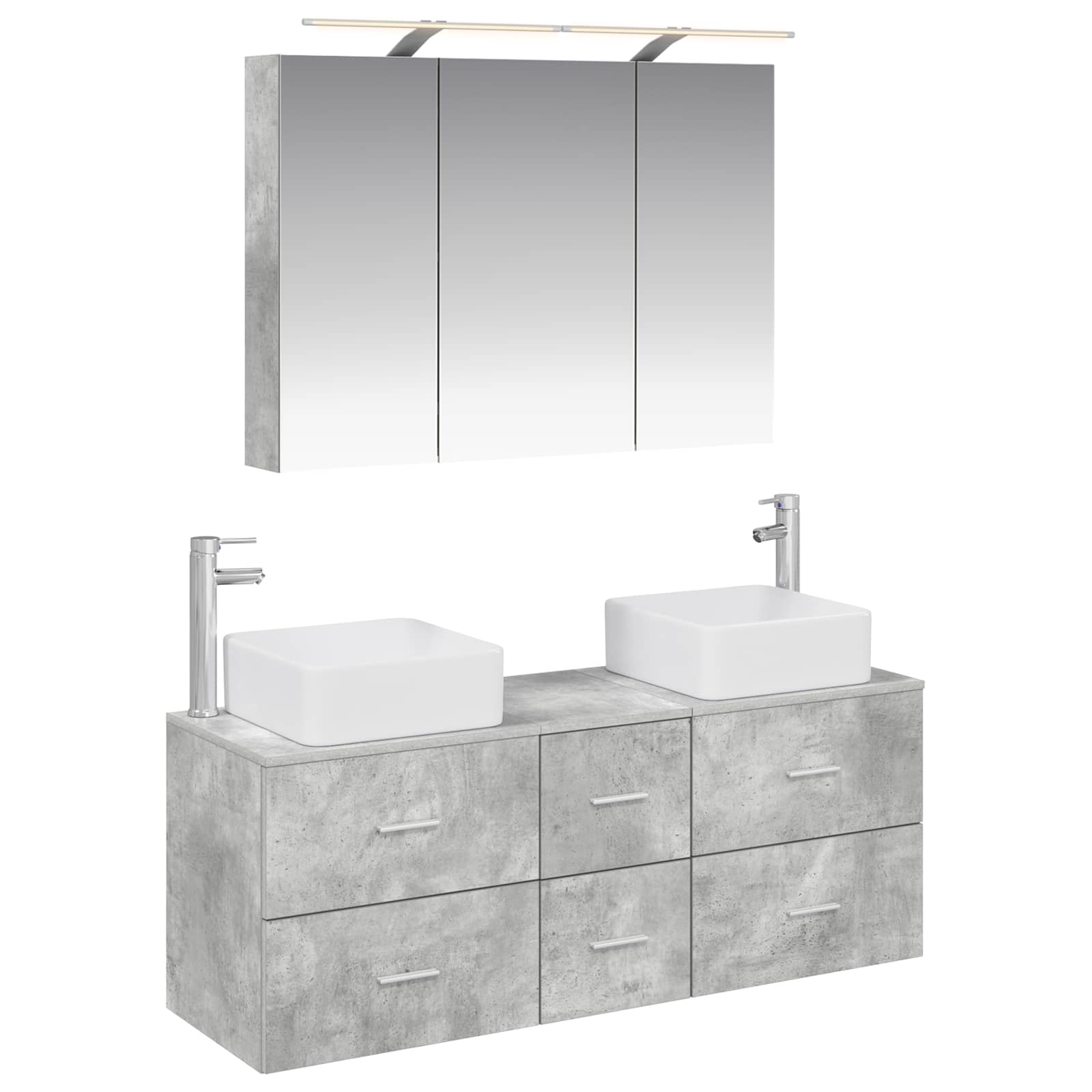 vidaXL Badkamermeubelset 4 pcs Wit Bewerkt hout en glas