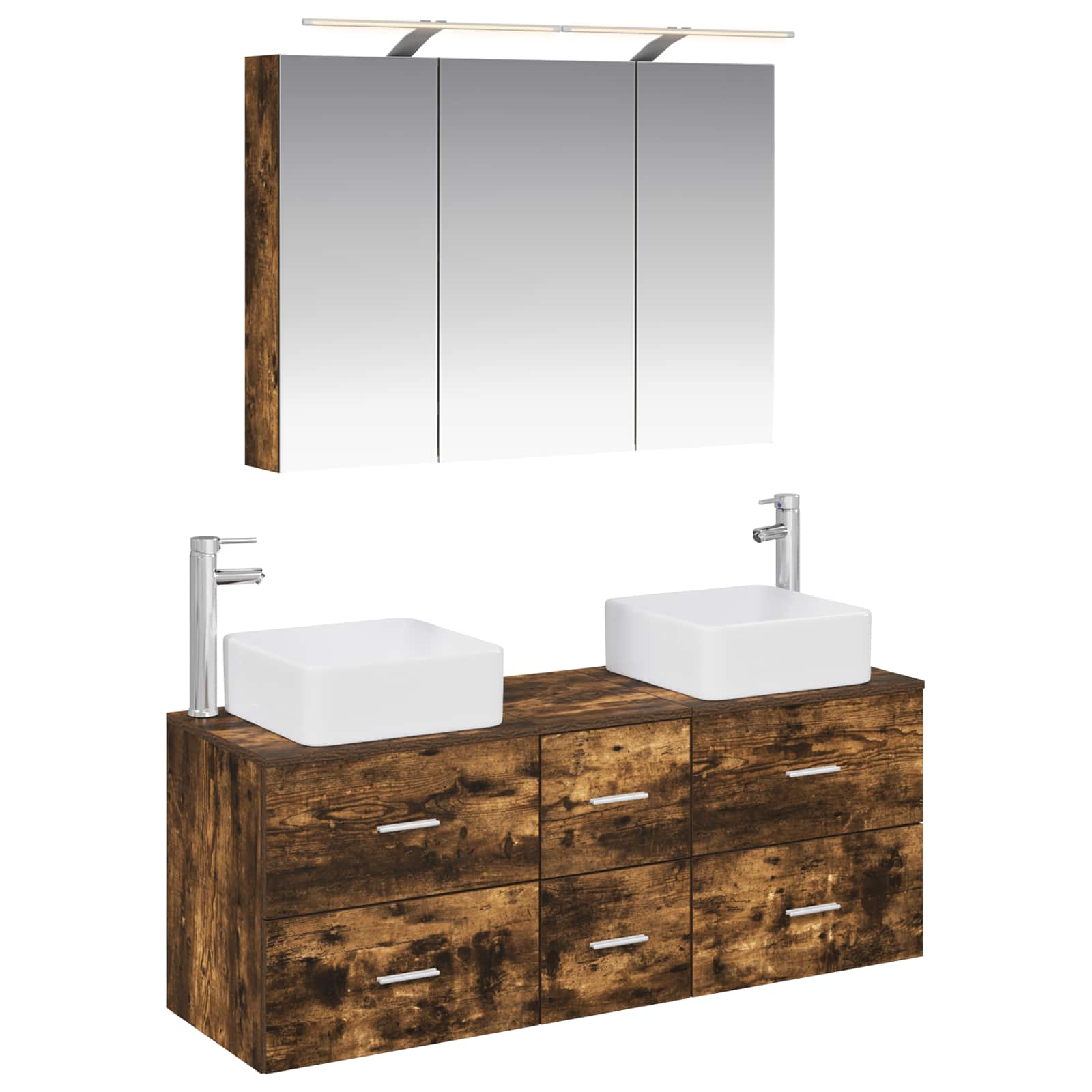 vidaXL Badkamermeubelset 4 pcs Wit Bewerkt hout en glas
