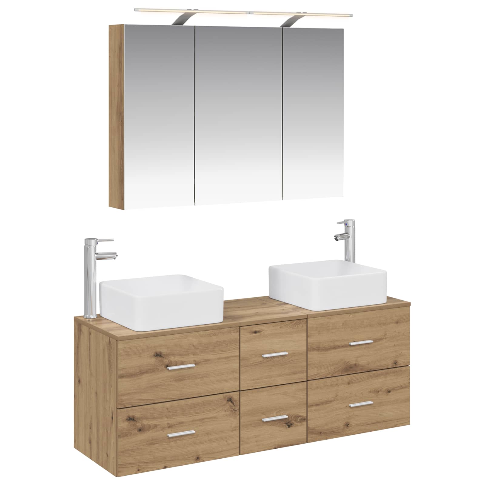 vidaXL Badkamermeubelset 4 pcs Wit Bewerkt hout en glas