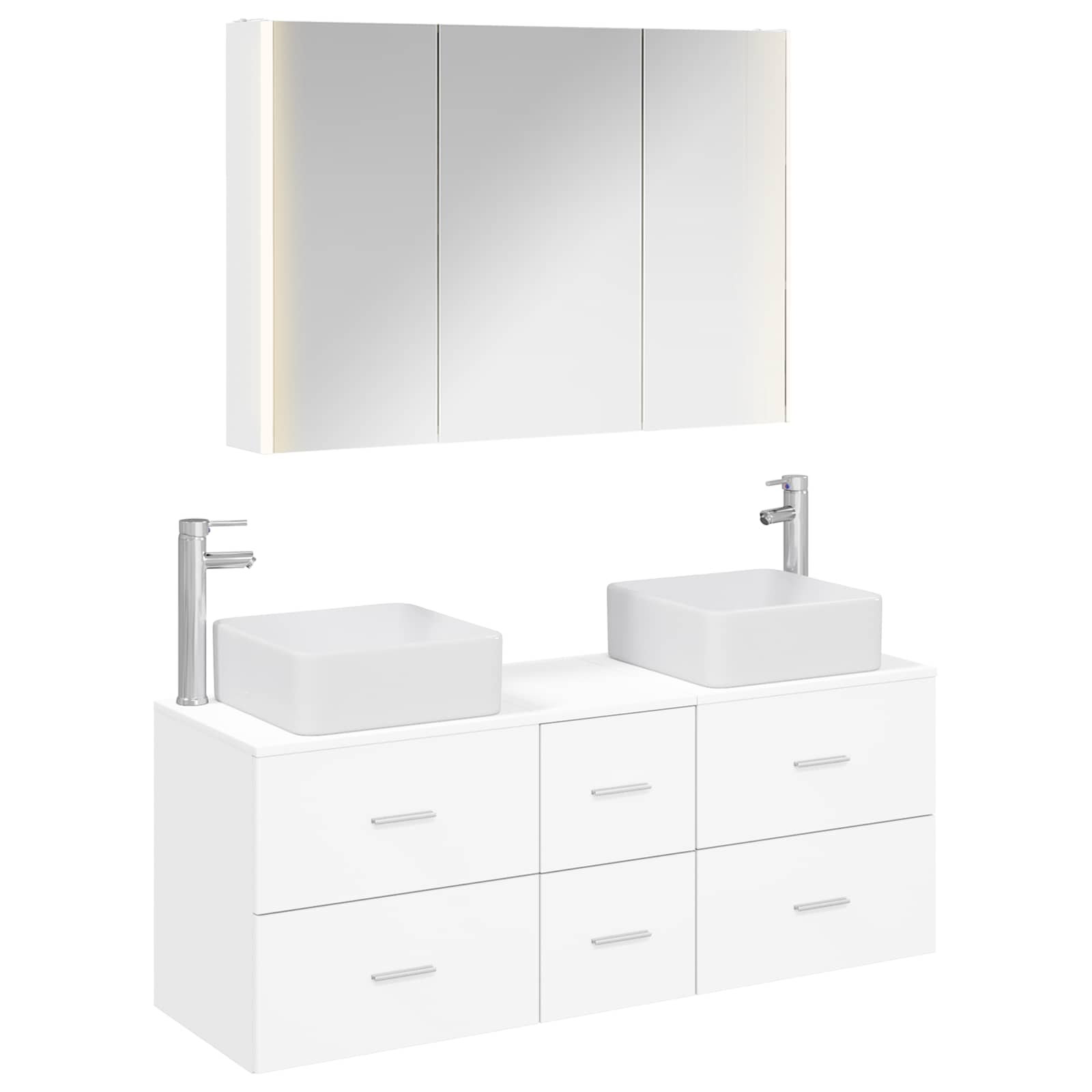 vidaXL Badkamermeubelset 4 pcs Wit Bewerkt hout en glas