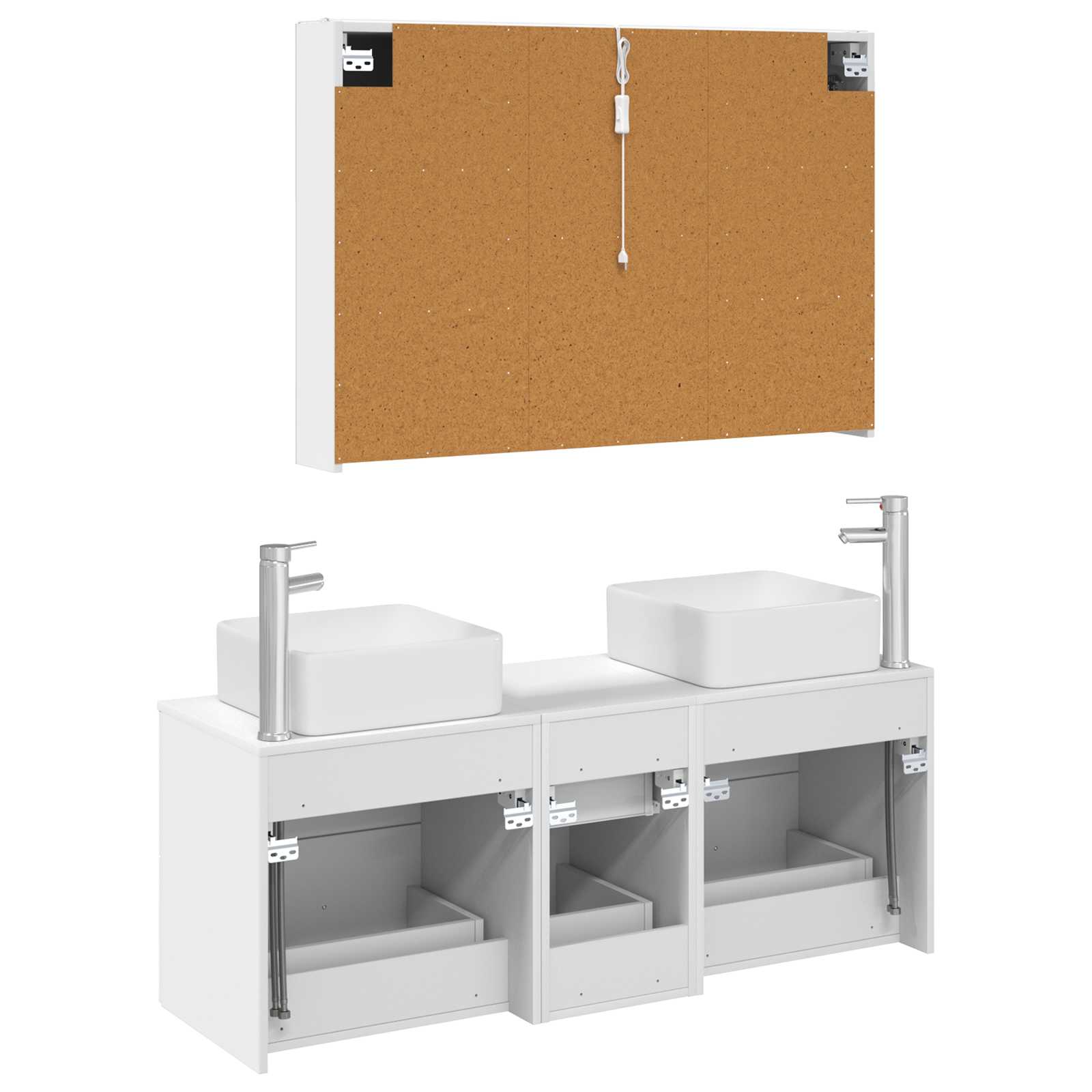vidaXL Badkamermeubelset 4 pcs Wit Bewerkt hout en glas