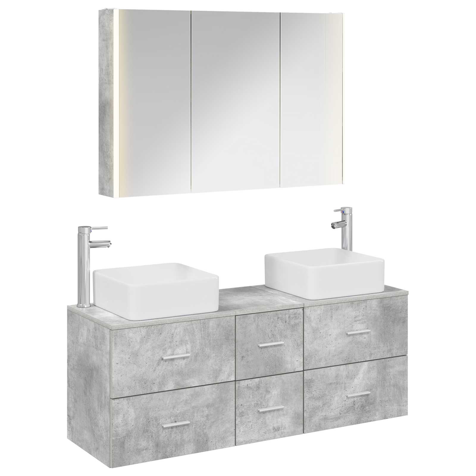 vidaXL Badkamermeubelset 4 pcs Wit Bewerkt hout en glas