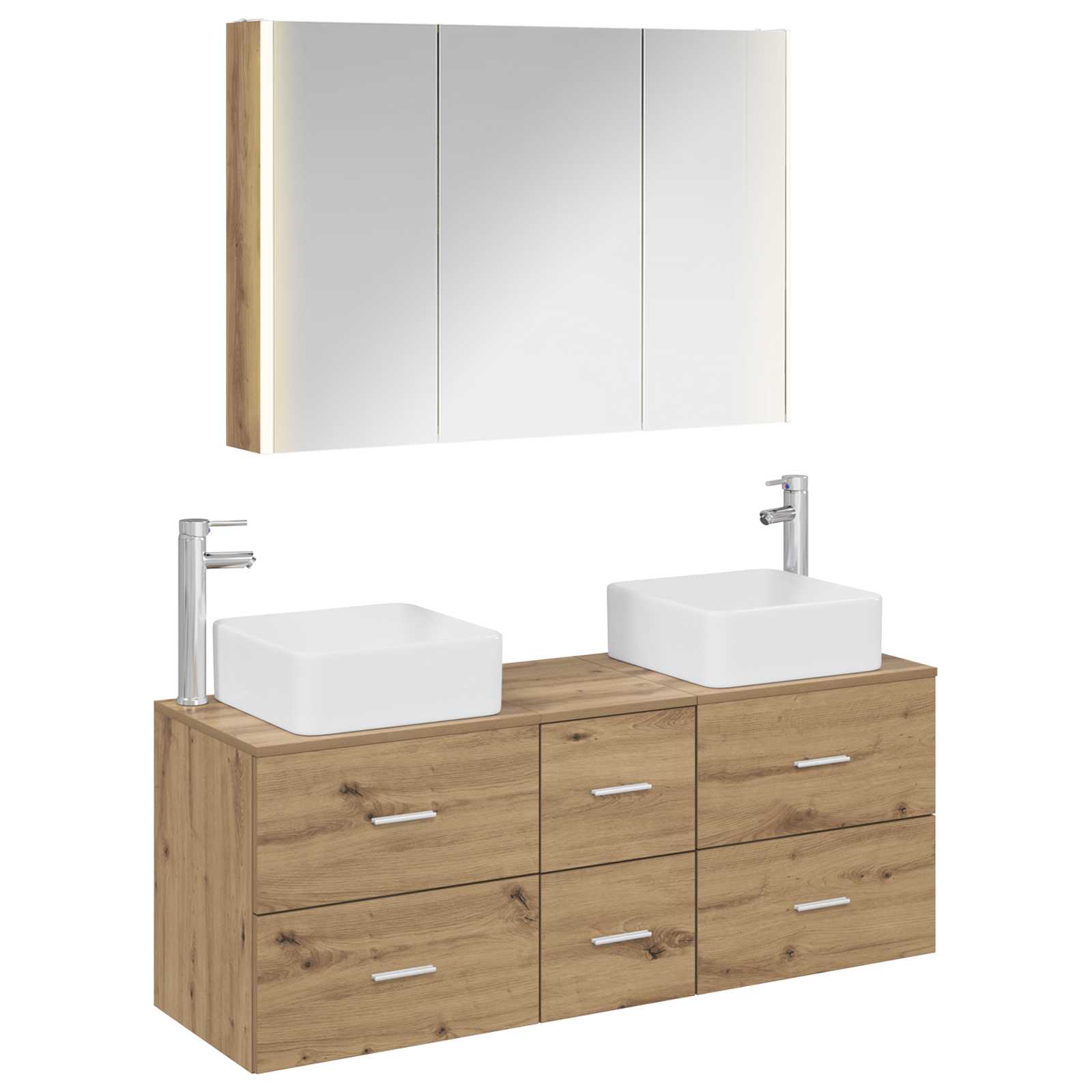 vidaXL Badkamermeubelset 4 pcs Wit Bewerkt hout en glas