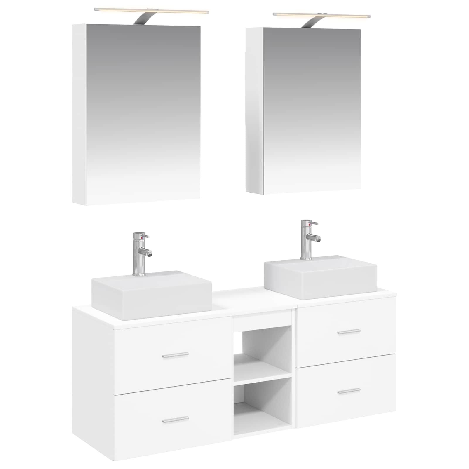 vidaXL Badkamermeubelset 5 pcs Wit Bewerkt hout en glas