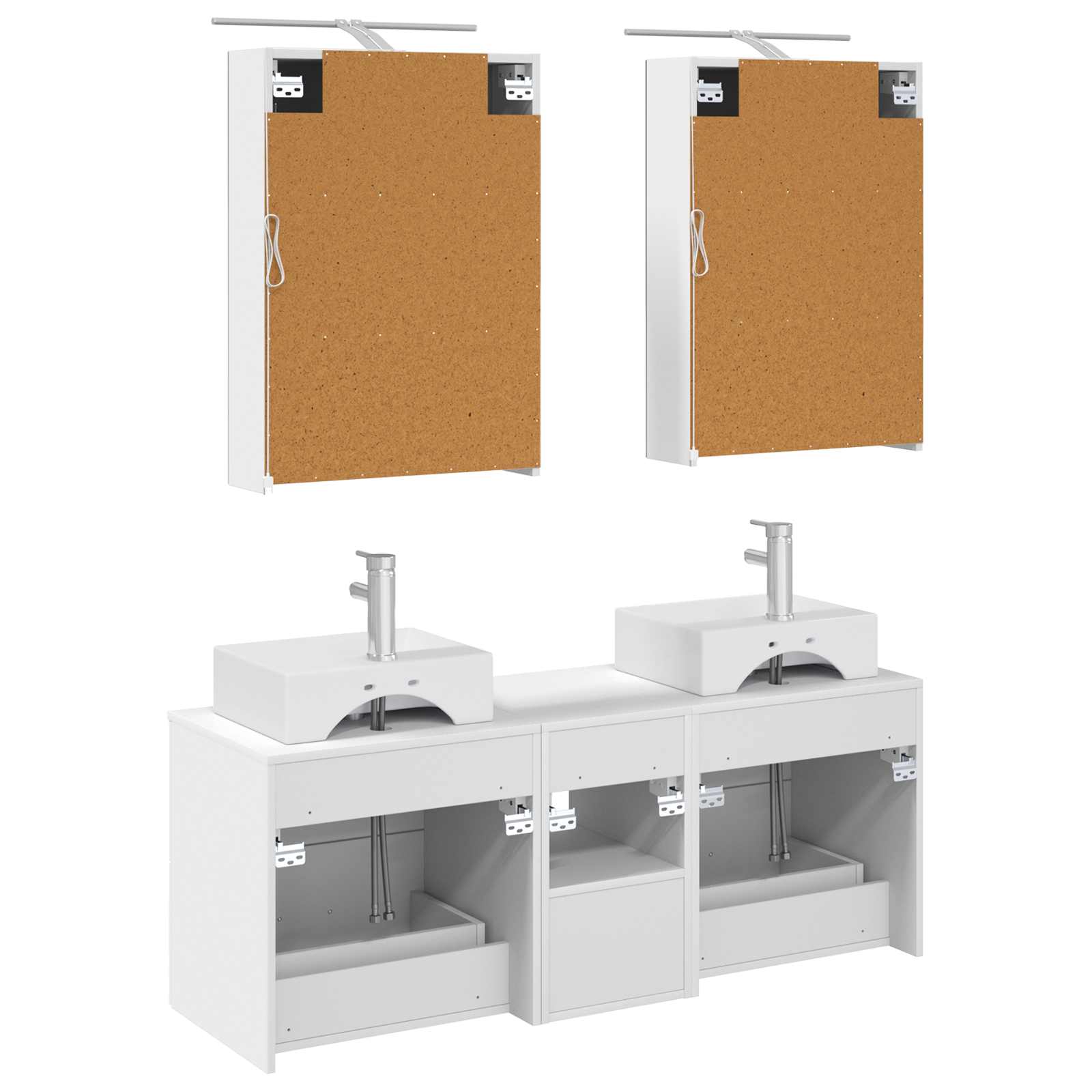 vidaXL Badkamermeubelset 5 pcs Wit Bewerkt hout en glas