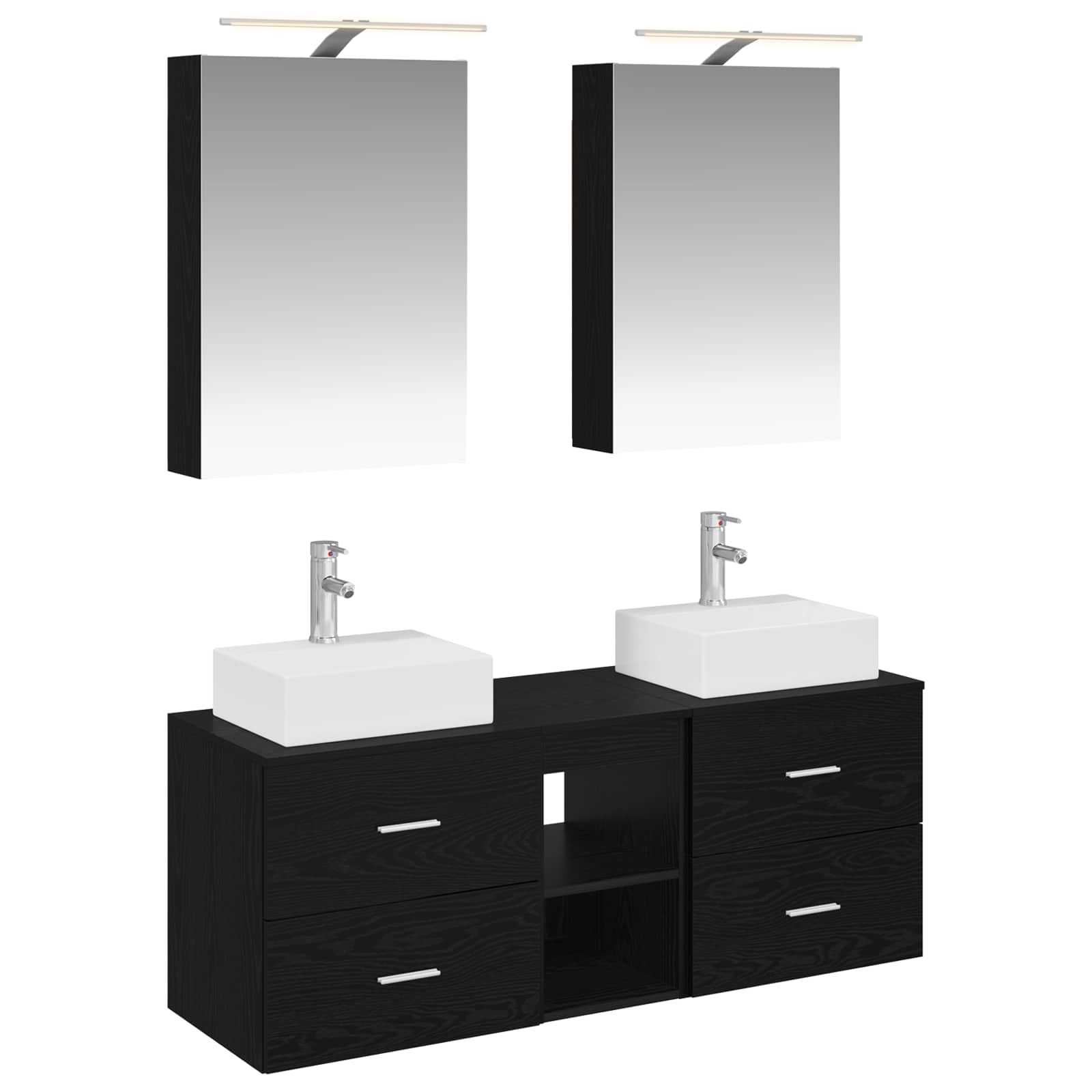 vidaXL Badkamermeubelset 5 pcs Wit Bewerkt hout en glas
