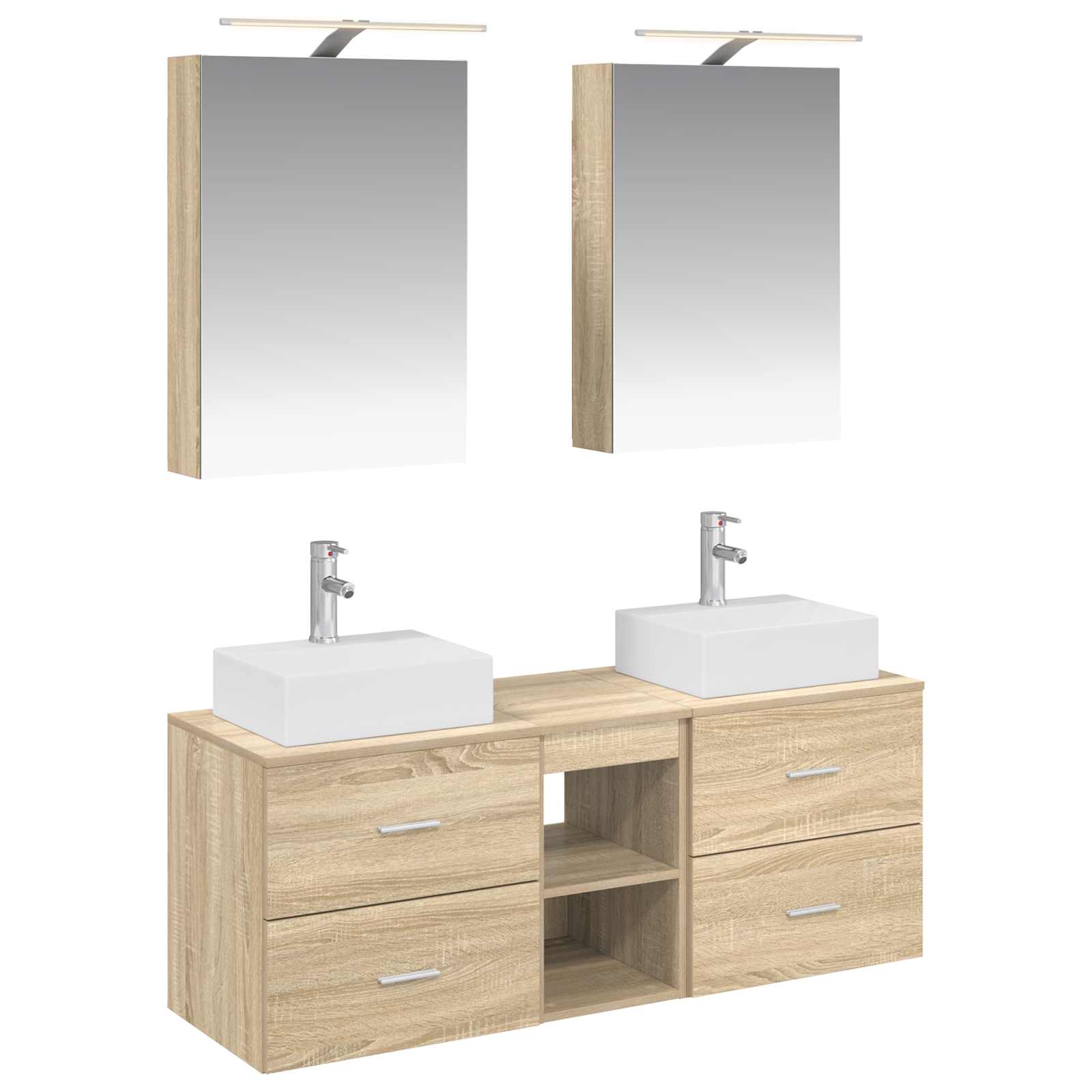 vidaXL Badkamermeubelset 5 pcs Wit Bewerkt hout en glas