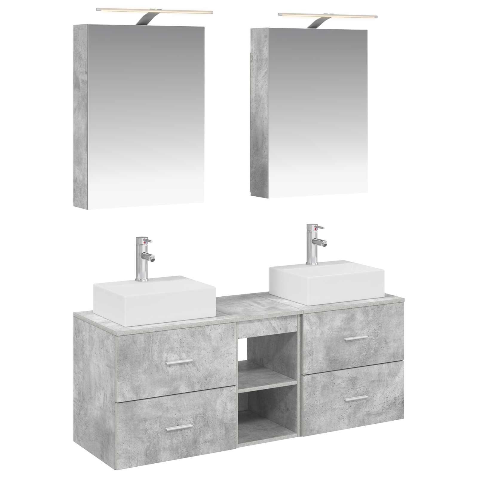 vidaXL Badkamermeubelset 5 pcs Wit Bewerkt hout en glas