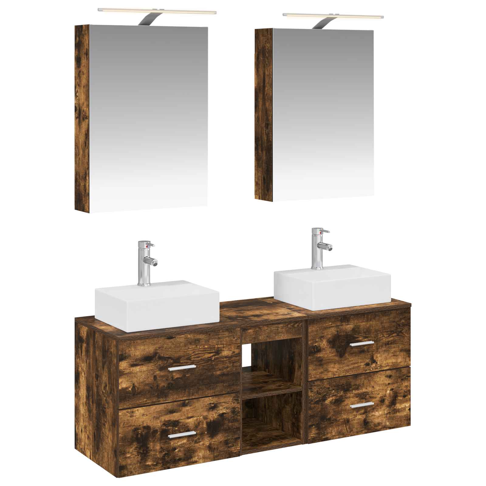 vidaXL Badkamermeubelset 5 pcs Wit Bewerkt hout en glas