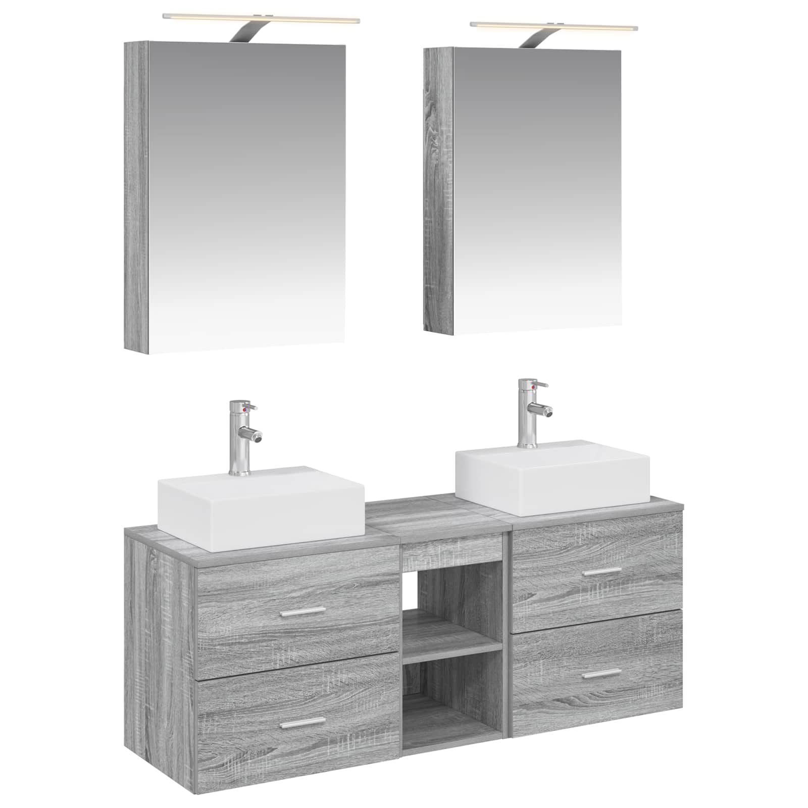 vidaXL Badkamermeubelset 5 pcs Wit Bewerkt hout en glas
