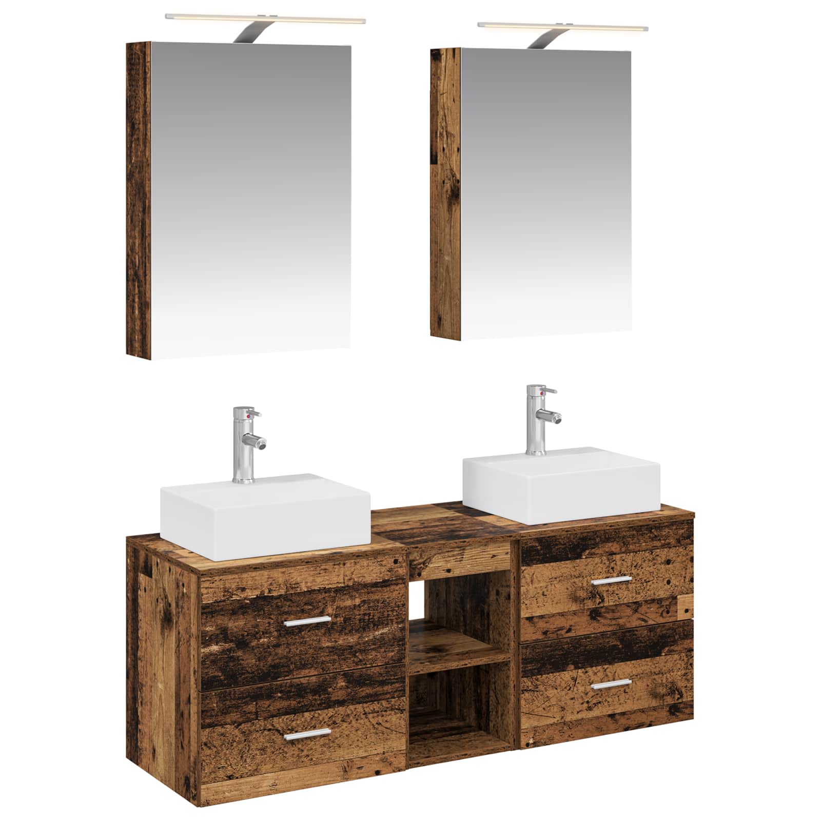 vidaXL Badkamermeubelset 5 pcs Wit Bewerkt hout en glas