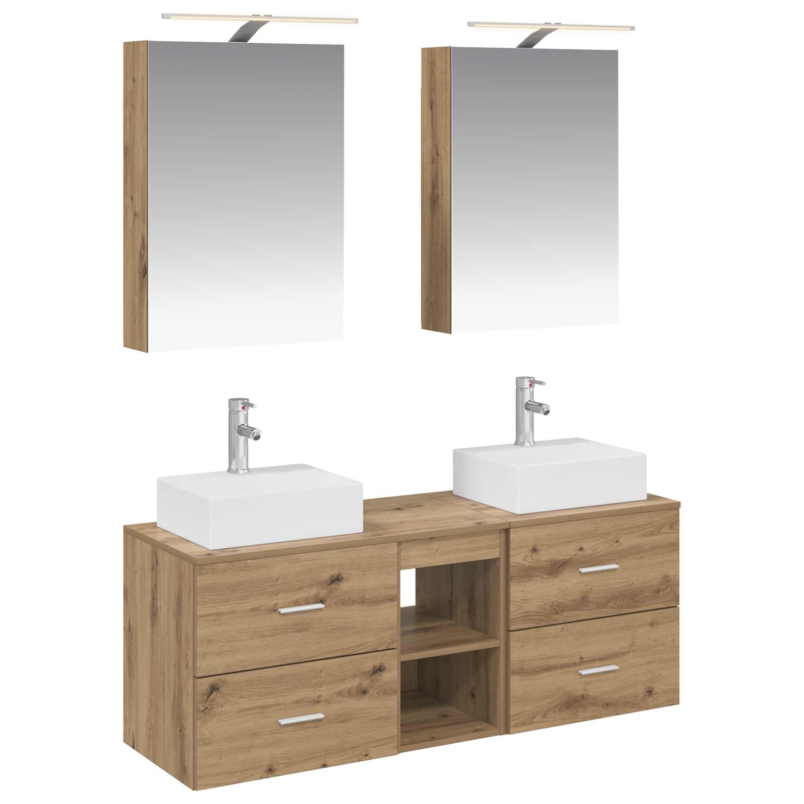 vidaXL Badkamermeubelset 5 pcs Wit Bewerkt hout en glas