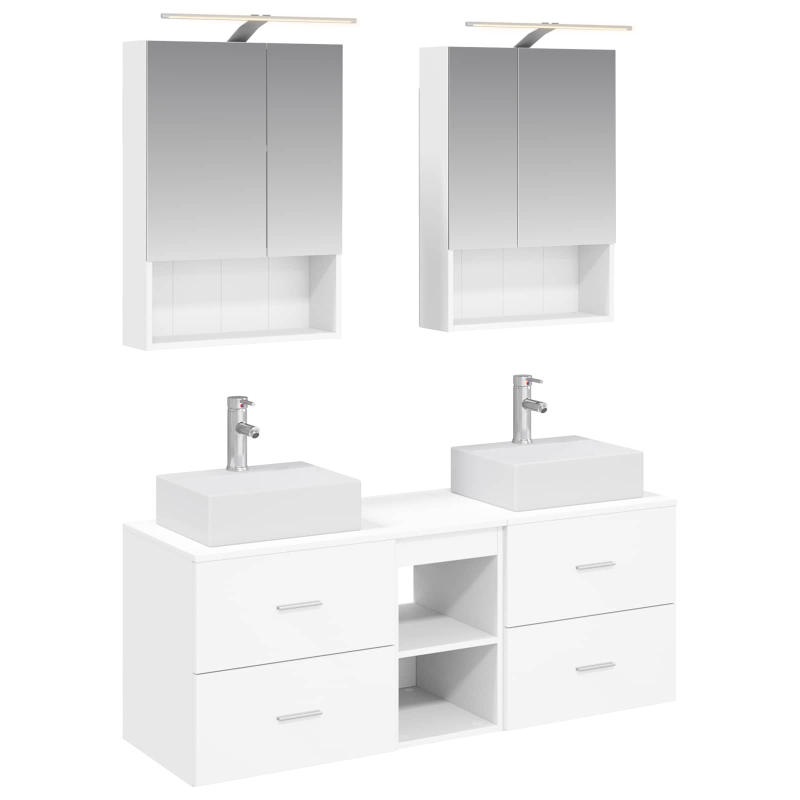 vidaXL Badkamermeubelset 5 pcs Wit Bewerkt hout en glas