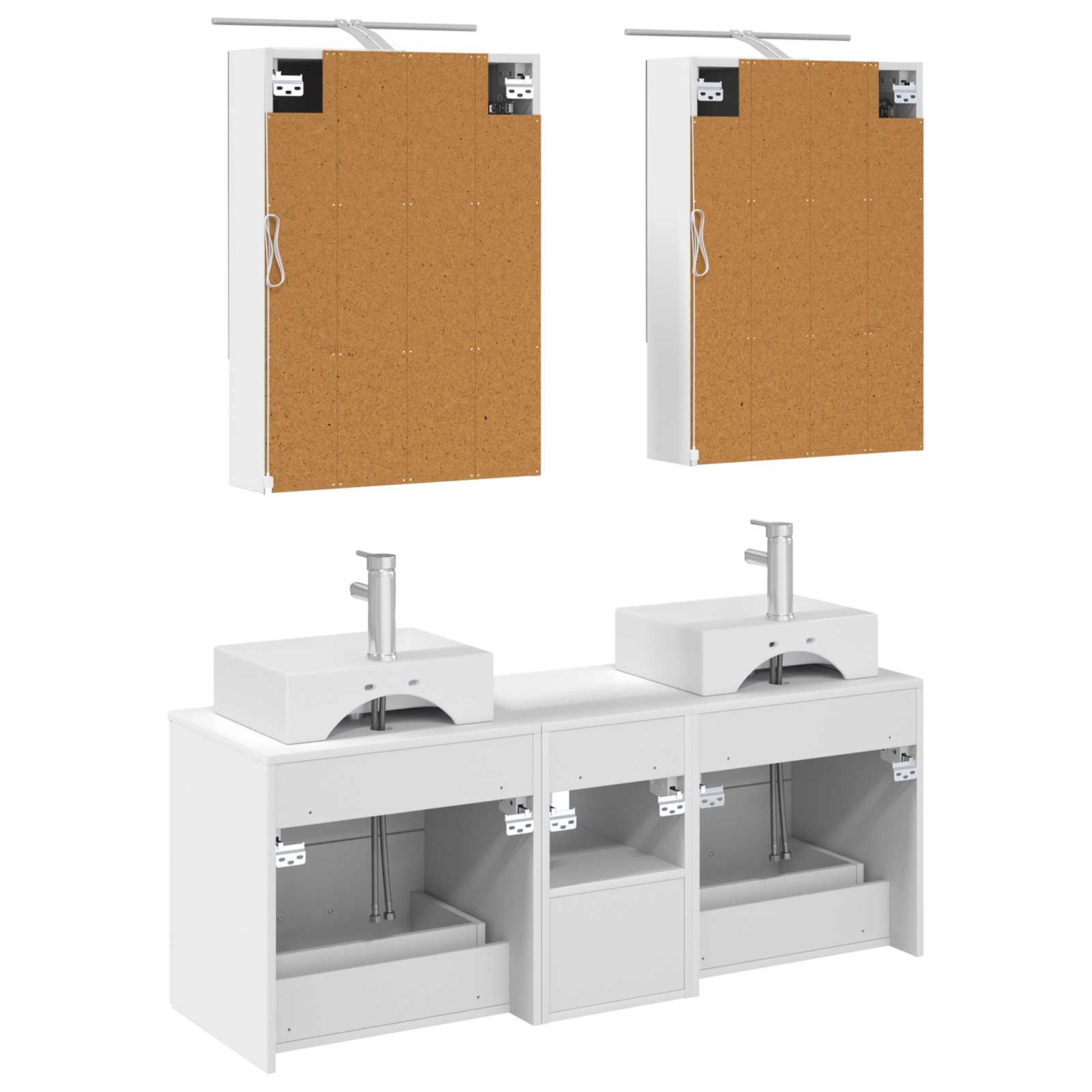 vidaXL Badkamermeubelset 5 pcs Wit Bewerkt hout en glas